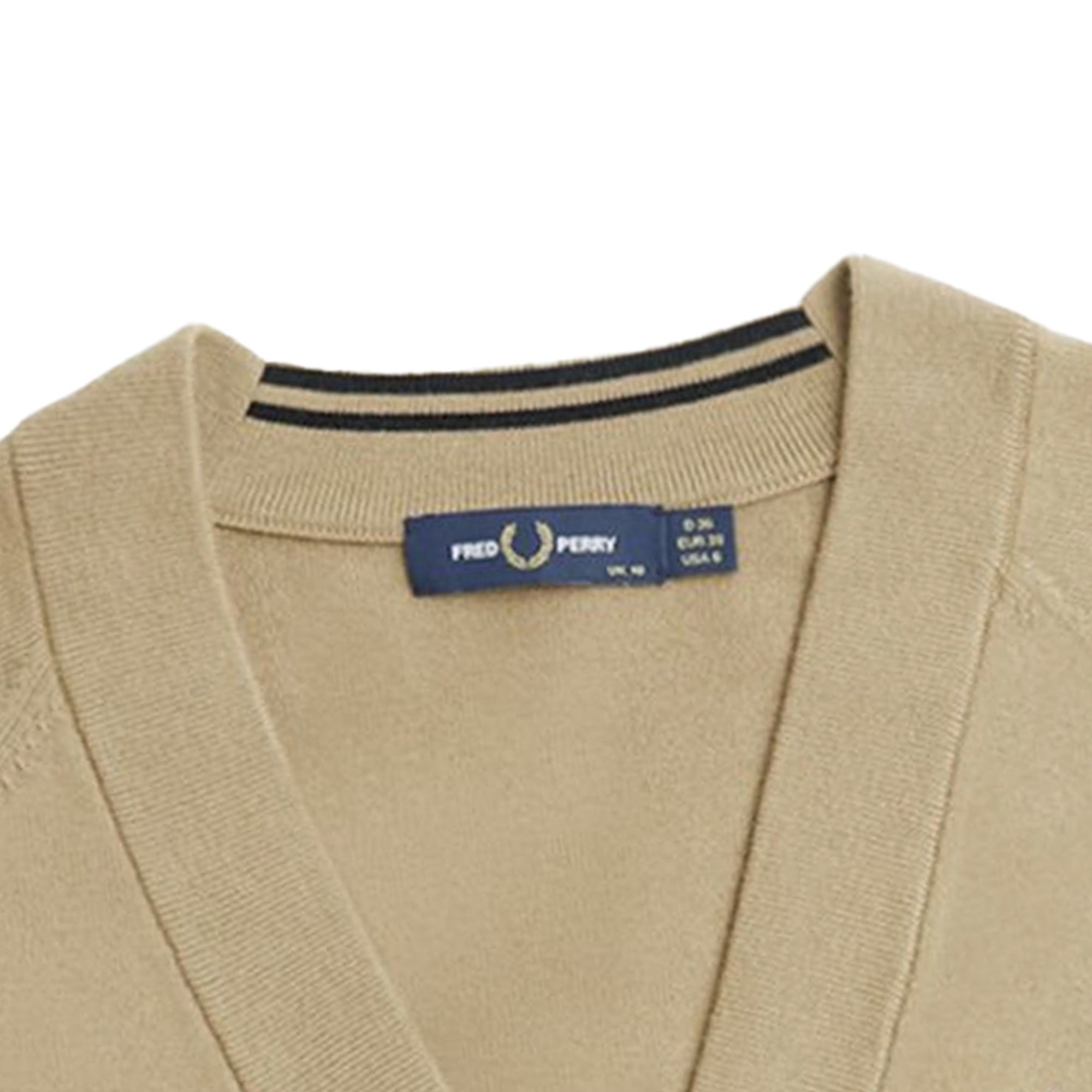 Fred Perry Womens V-Neck Cardigan - Warm Stone – Stuarts London