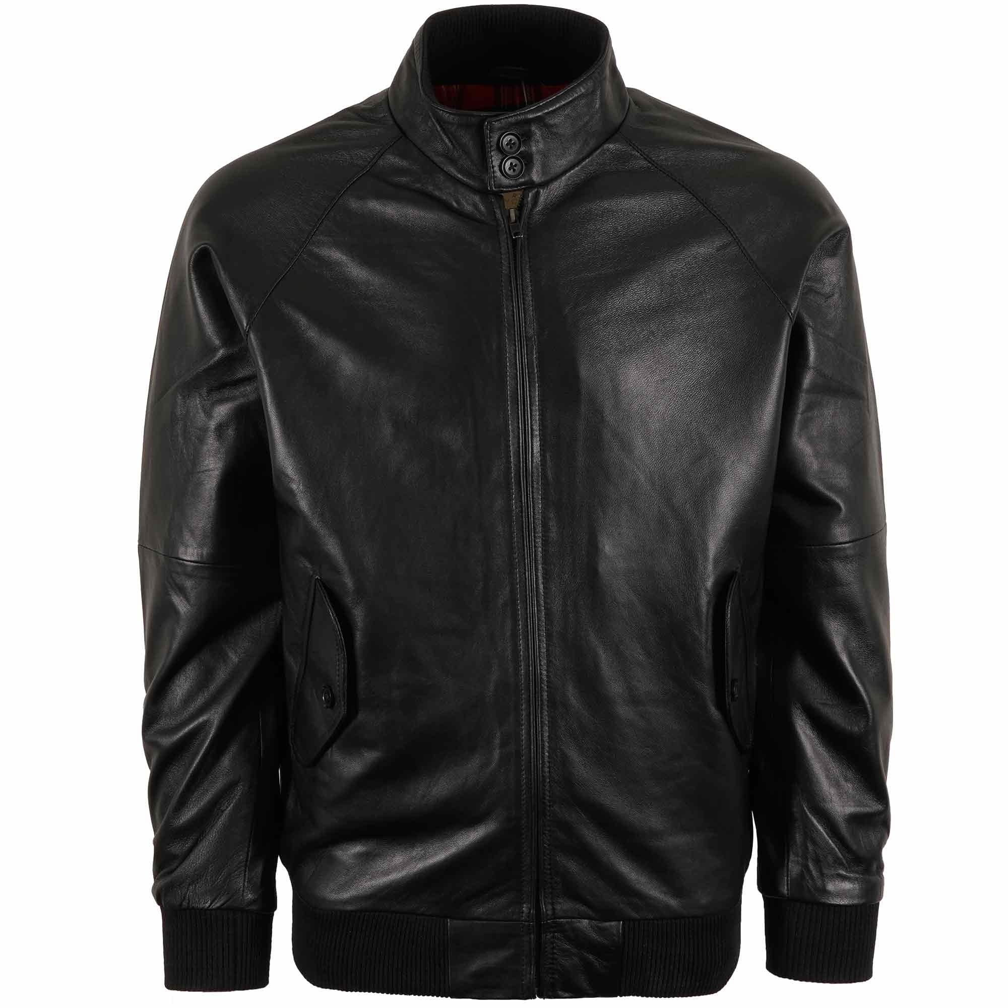Leather Harrington Jacket - Black