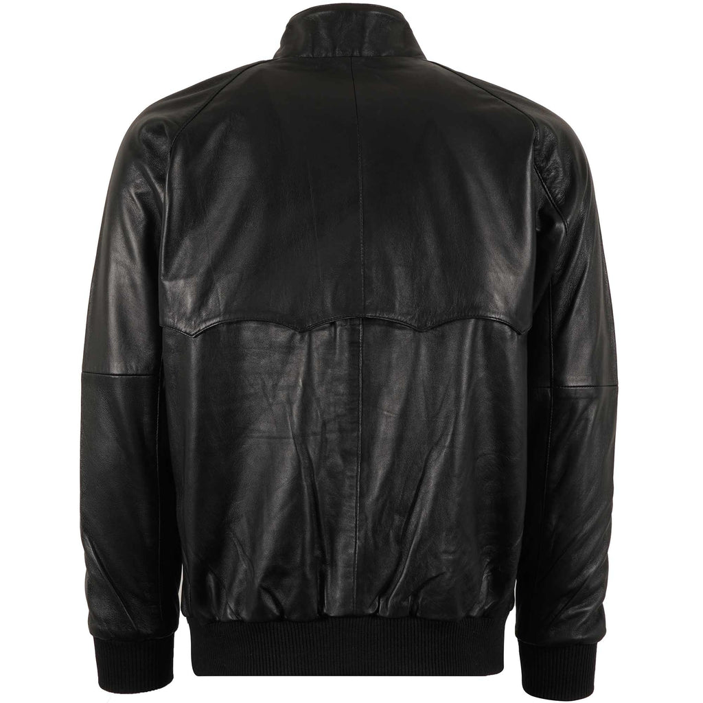Leather Harrington Jacket - Black