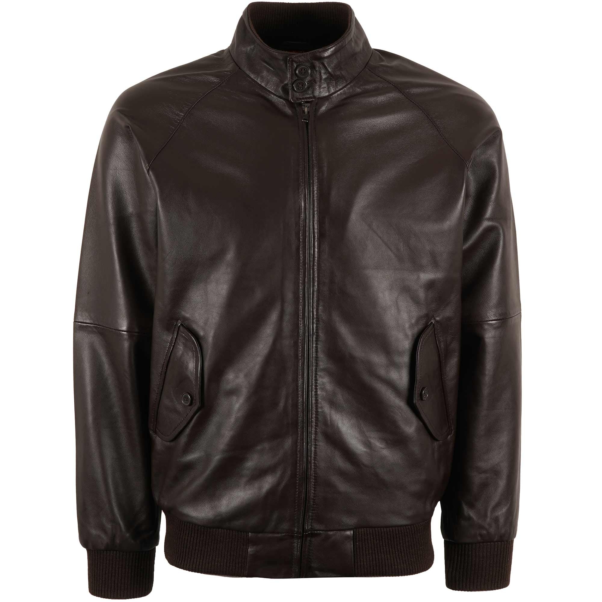 Leather Harrington Jacket - Brown