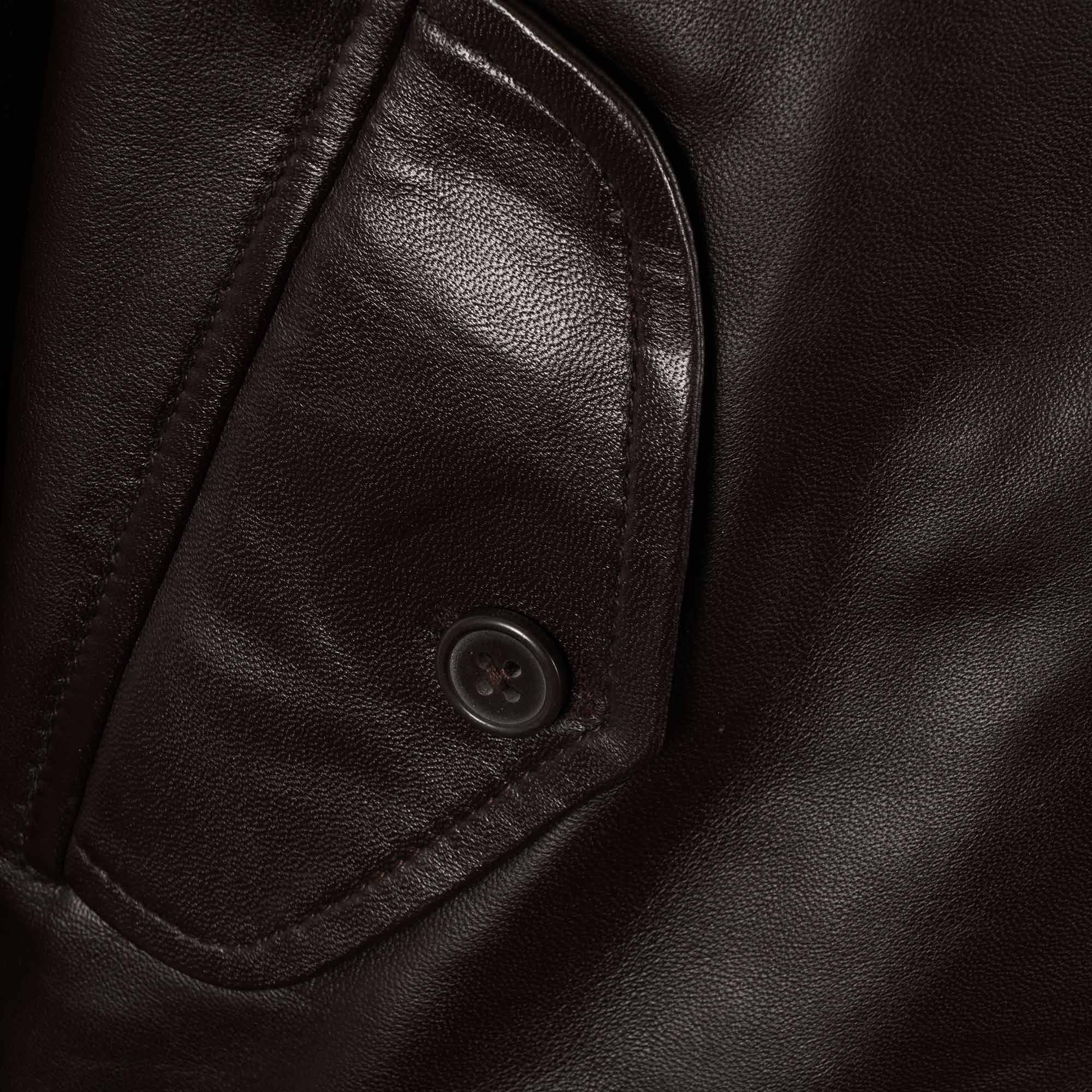 Leather Harrington Jacket - Brown