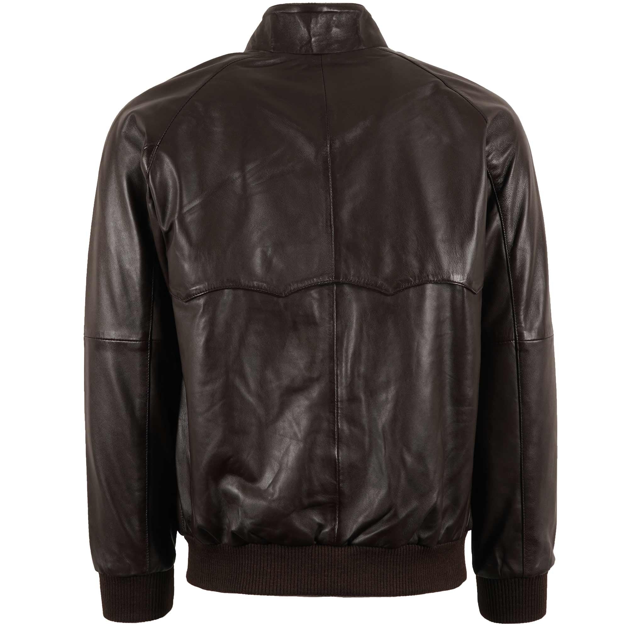 Leather Harrington Jacket - Brown
