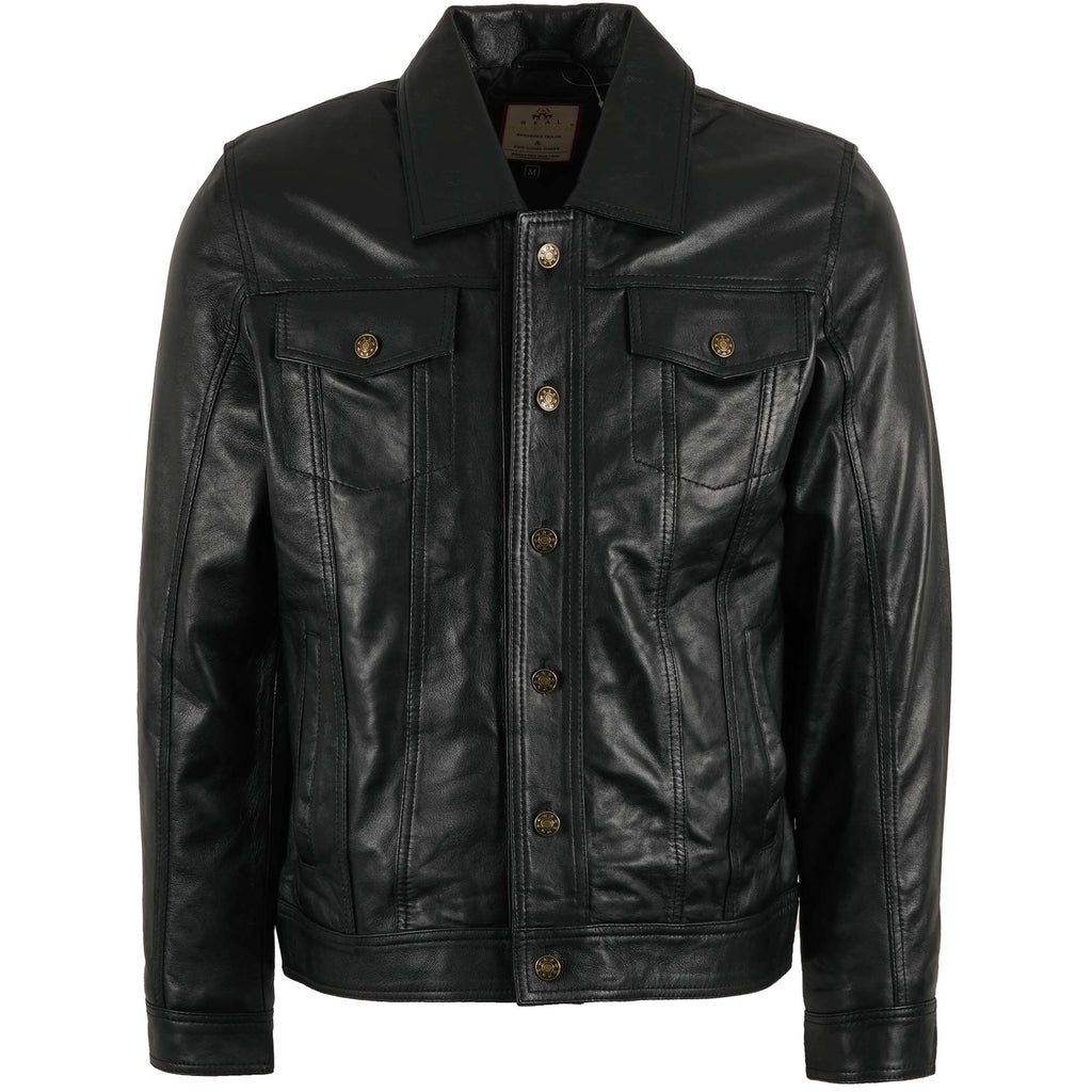 Leather Trucker Jacket - Black