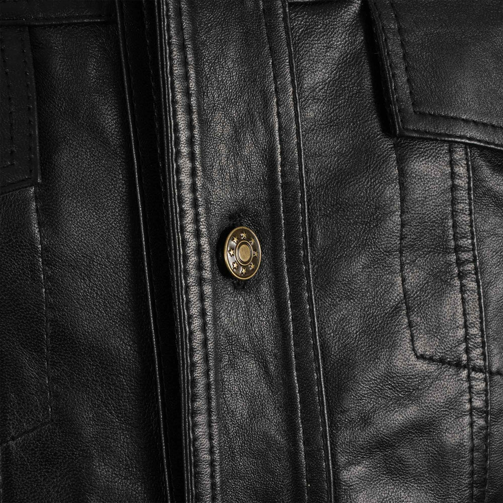 Leather Trucker Jacket - Black