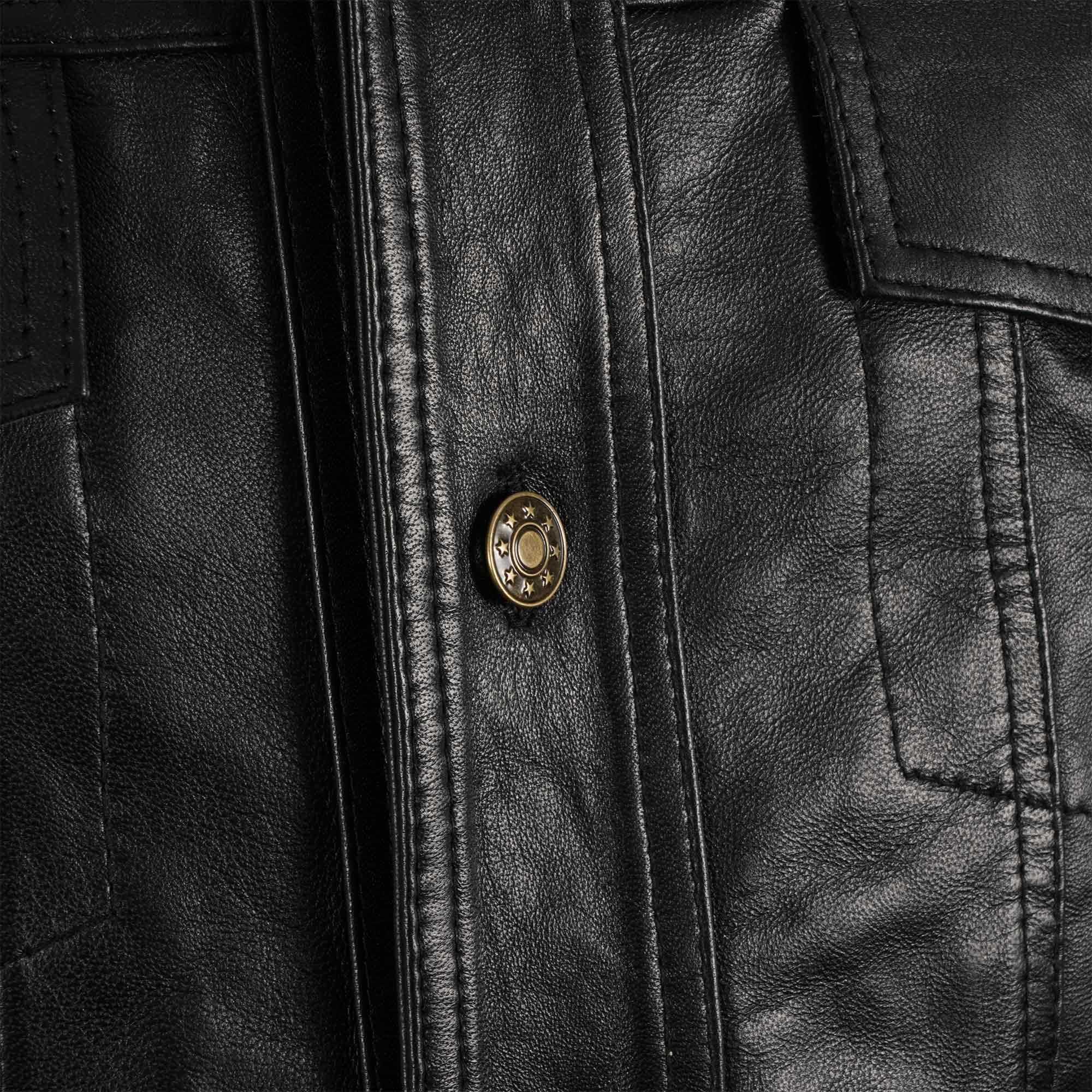Leather Trucker Jacket - Black