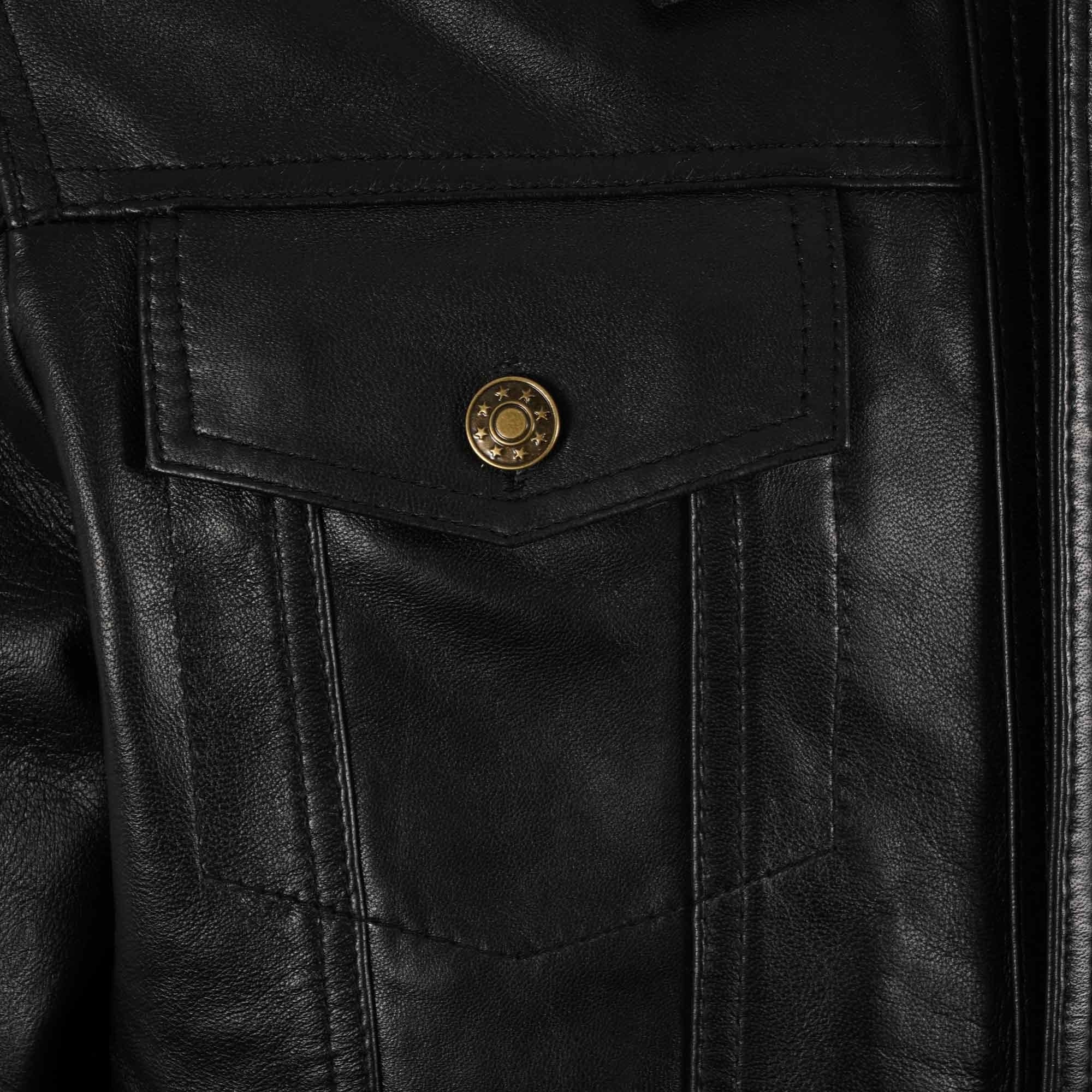 Leather Trucker Jacket - Black