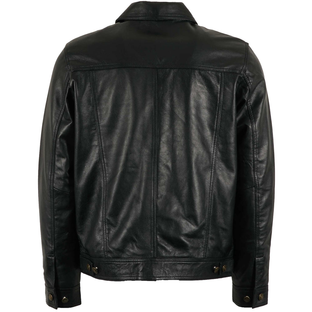 Leather Trucker Jacket - Black
