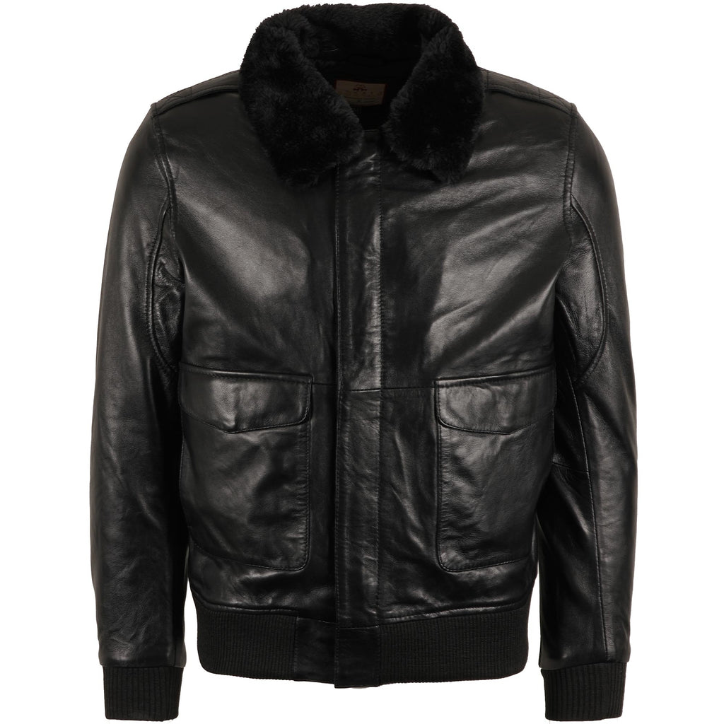 Real Hoxton G1 Aviator Flight Leather Jacket - Black