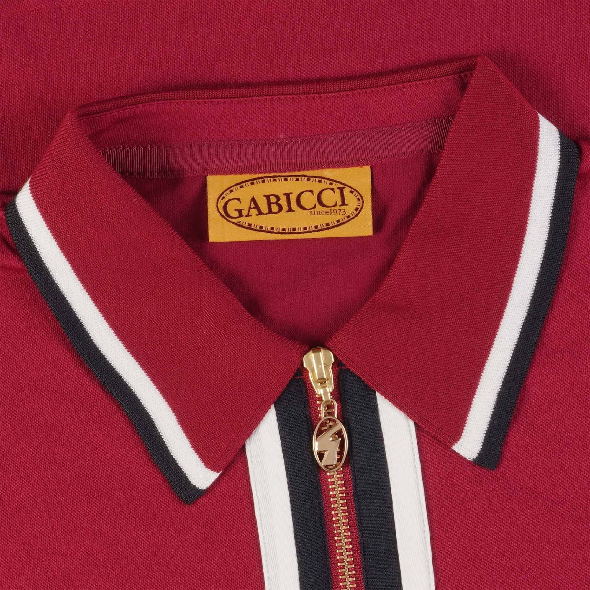 Gabicci Vintage George Zip Neck Polo Shirt - Cherry