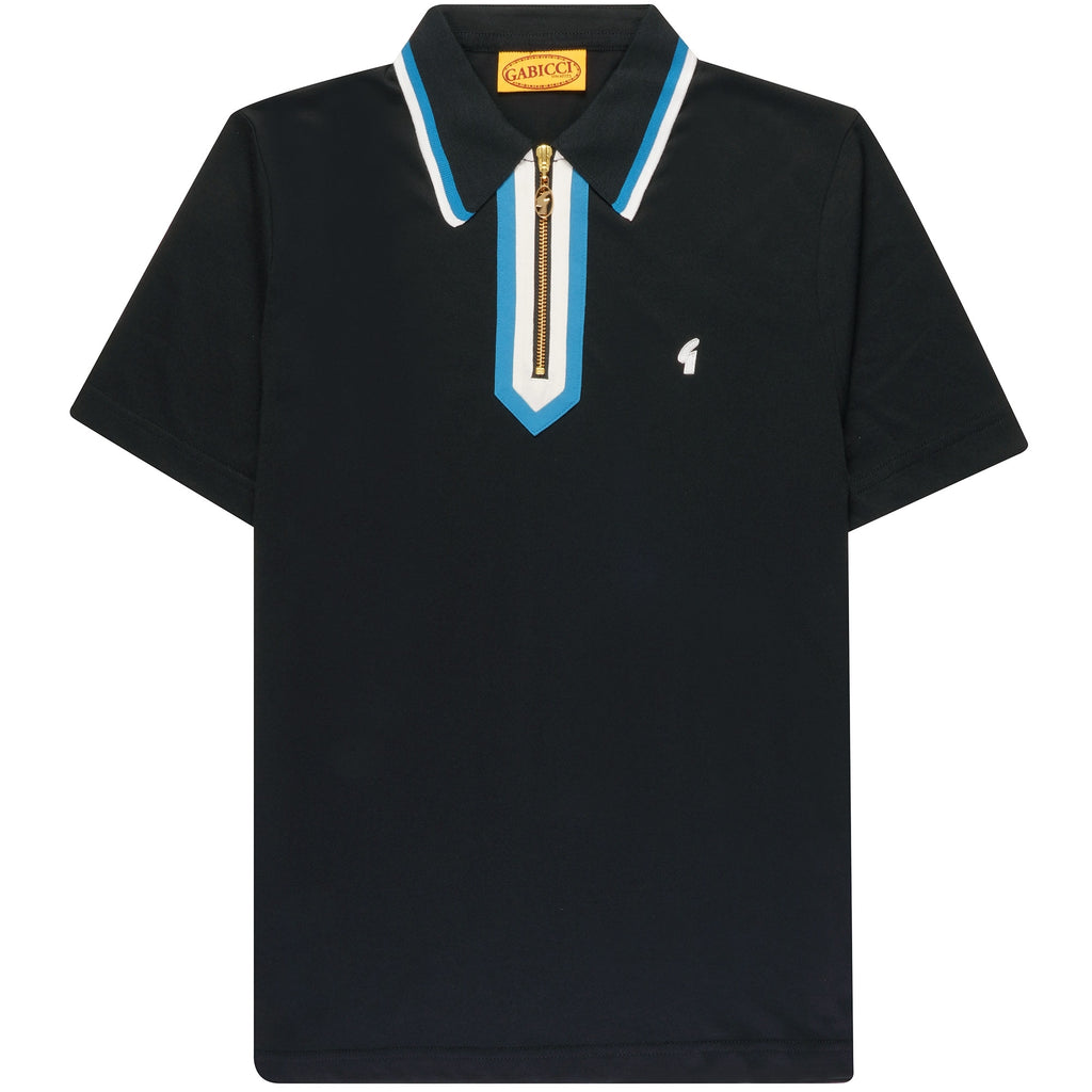 Gabicci Vintage George Zip Neck Polo Shirt - Black – Stuarts London