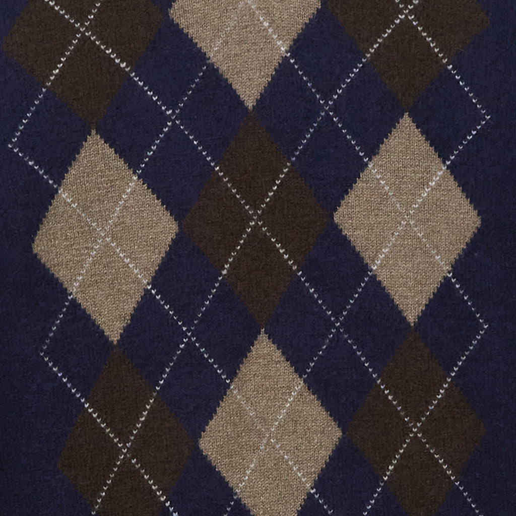Pringle of Scotland V Neck Argyle Jumper - Midnight