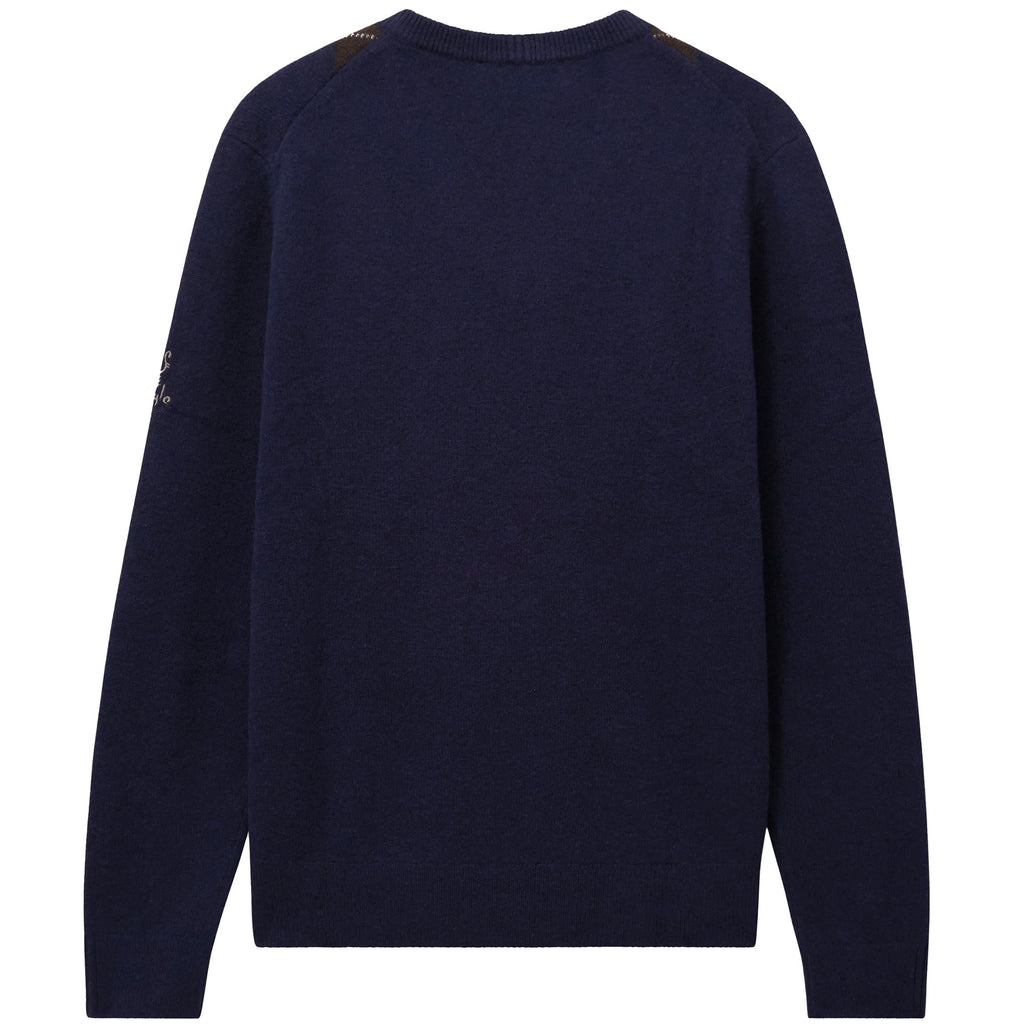 Pringle of Scotland V Neck Argyle Jumper - Midnight