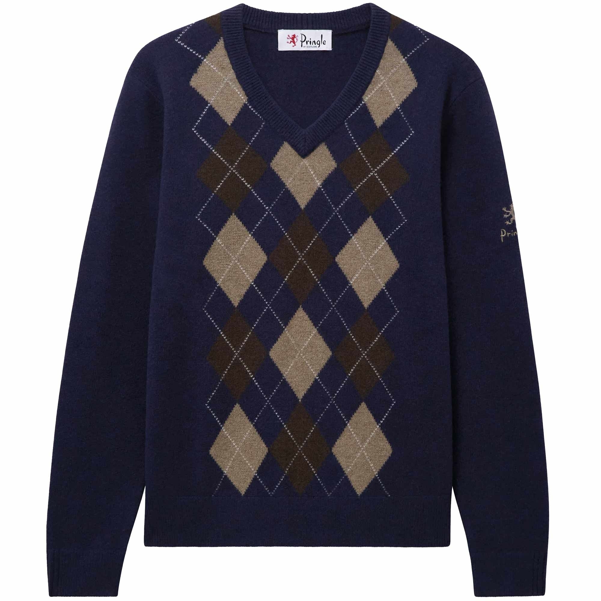 Pringle of Scotland V Neck Argyle Jumper - Midnight