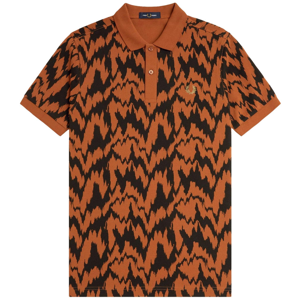 Fred Perry Animal Print Polo Shirt - Marmalade