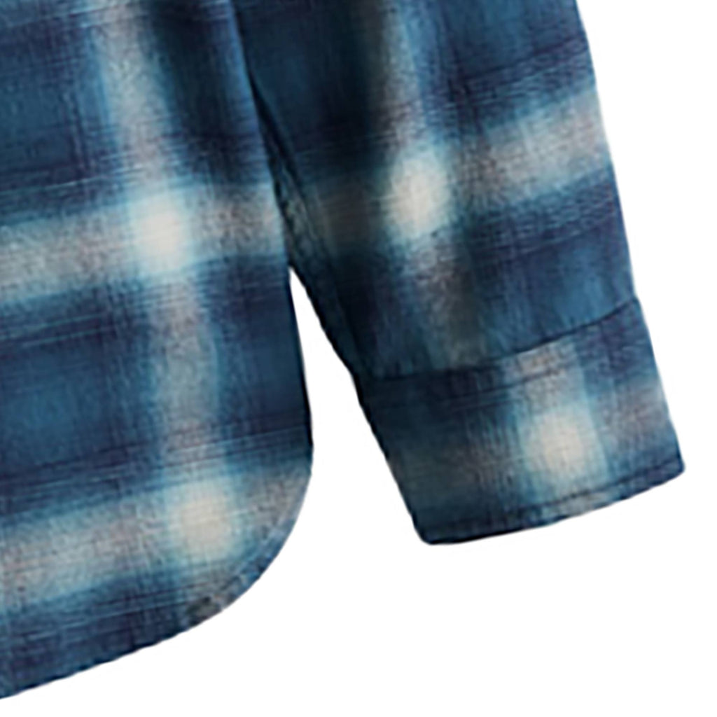 Plaid Burnside Double Brushed Flannel Shirt -  Navy Blue