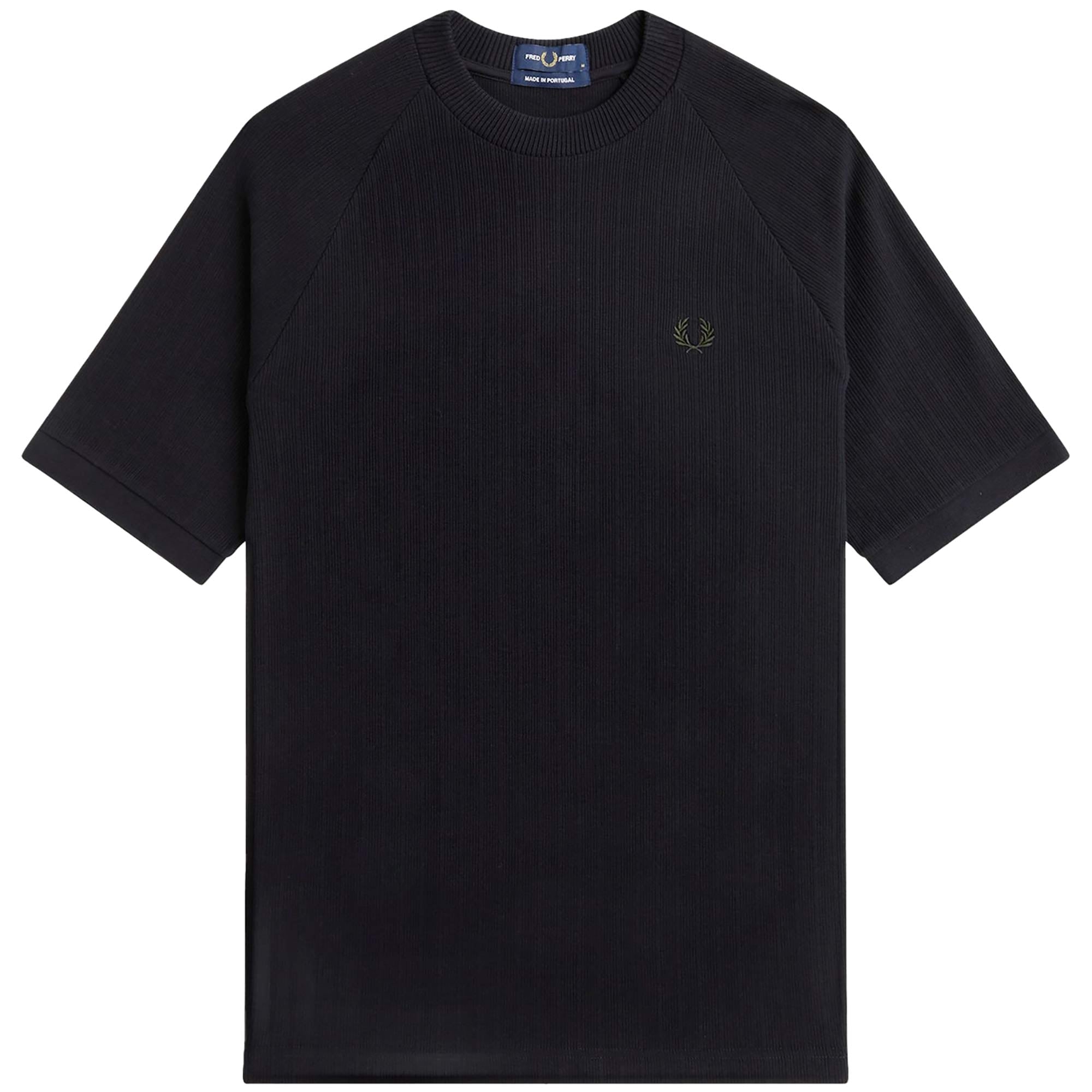 Fred Perry Ribbed Raglan Sleeve T-Shirt - Black