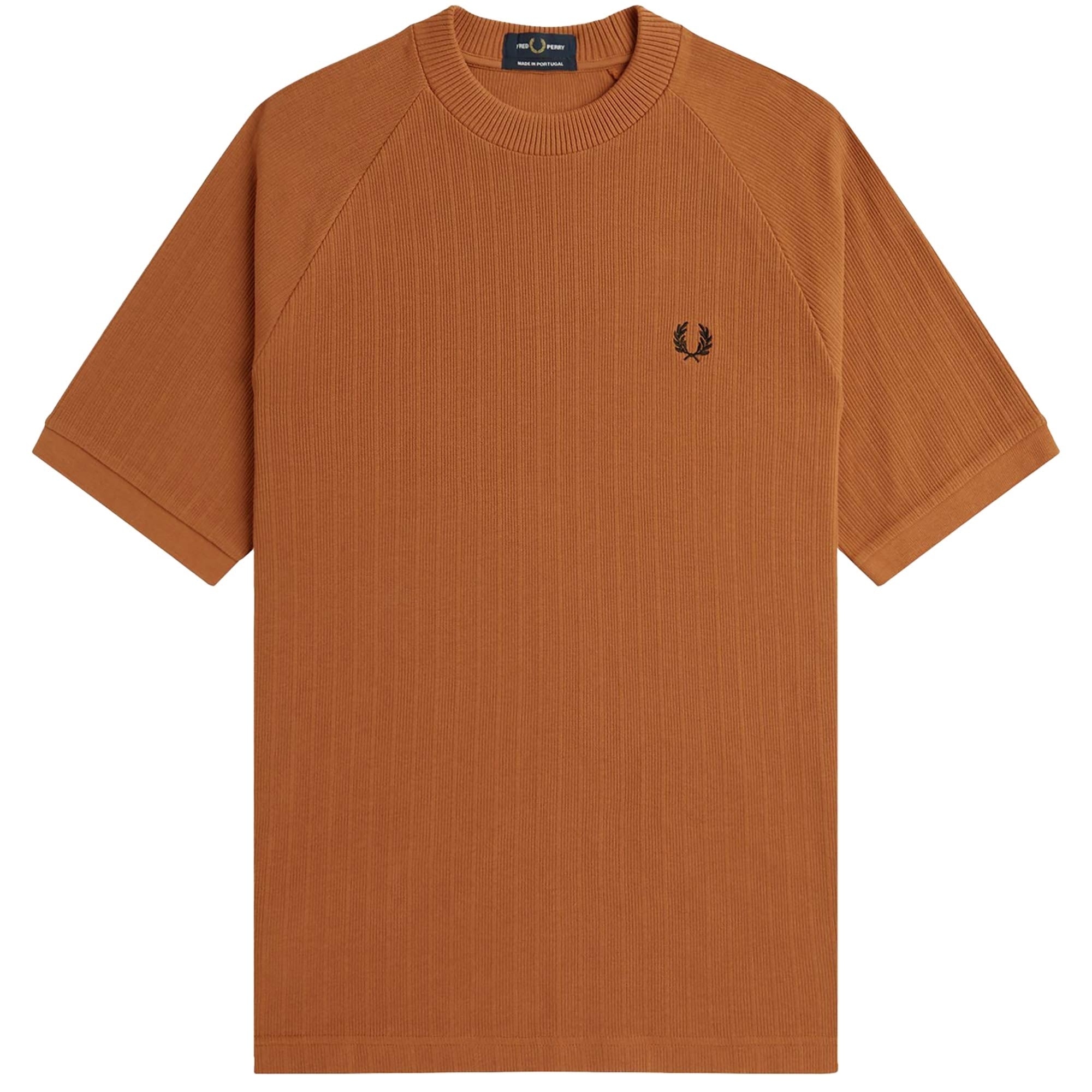 Fred Perry Ribbed Raglan Sleeve T-Shirt - Marmalade