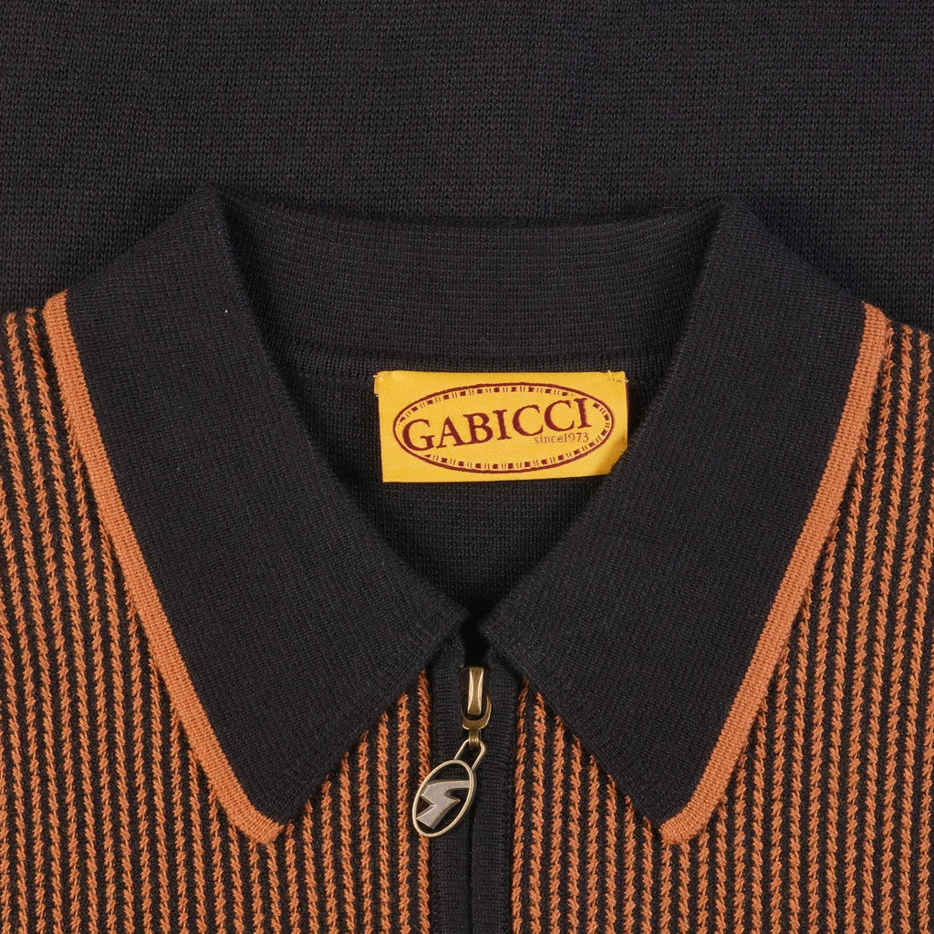Gabicci Vintage Somerfield Zip Polo Shirt - Black