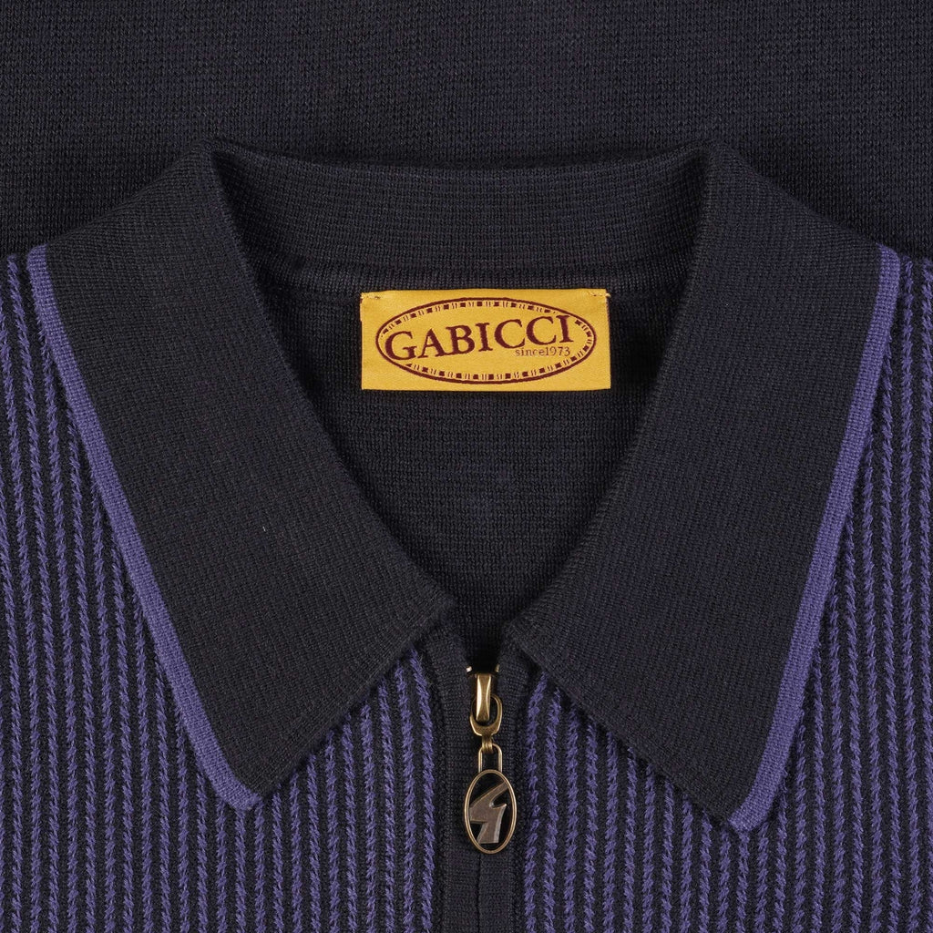 Gabicci Vintage Somerfield Zip Polo Shirt - Navy