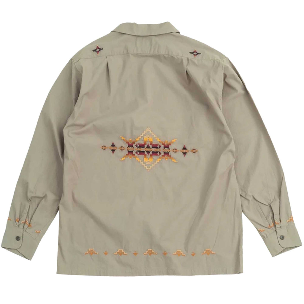 Pendleton Woolen Mills Embroidery Open Collar Pocket Long Sleeve Shirt - Khaki
