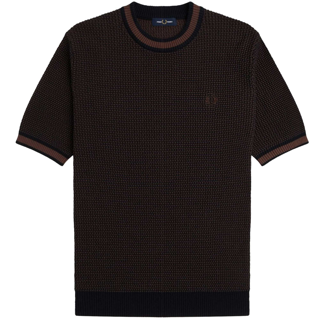 Fred Perry Textured Knitted Shirt - Navy