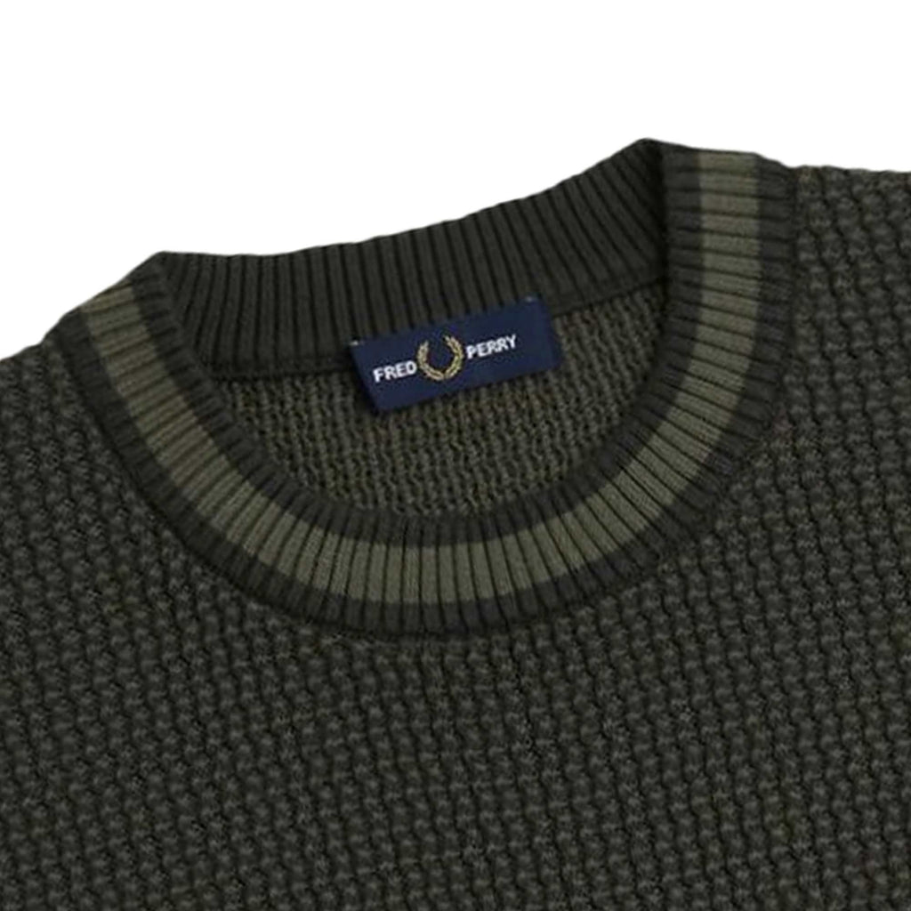 Fred Perry Textured Knitted Shirt - Hunting Green