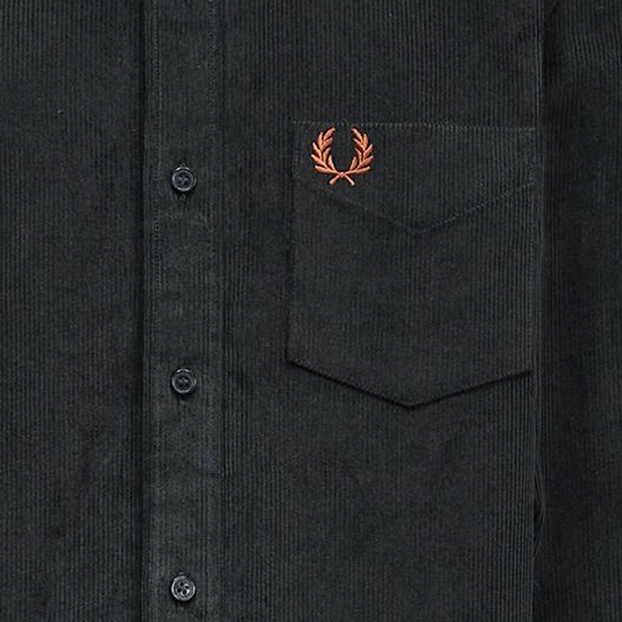 Fred Perry Corduroy Button Down Shirt - Night Green