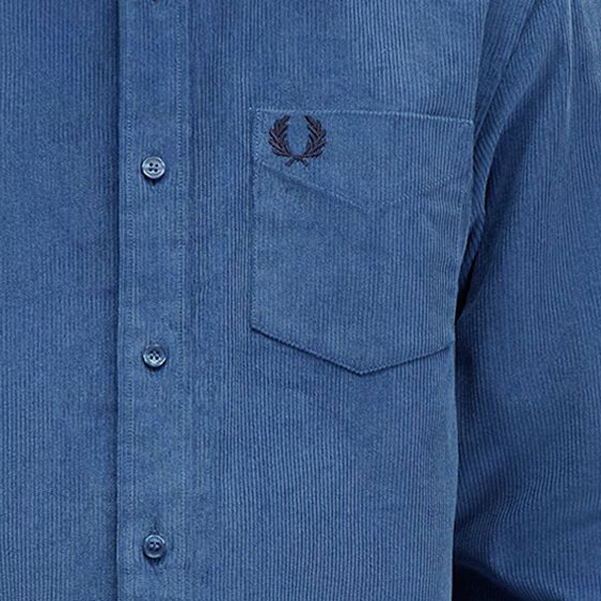 Fred Perry Corduroy Button Down Shirt - Midnight
