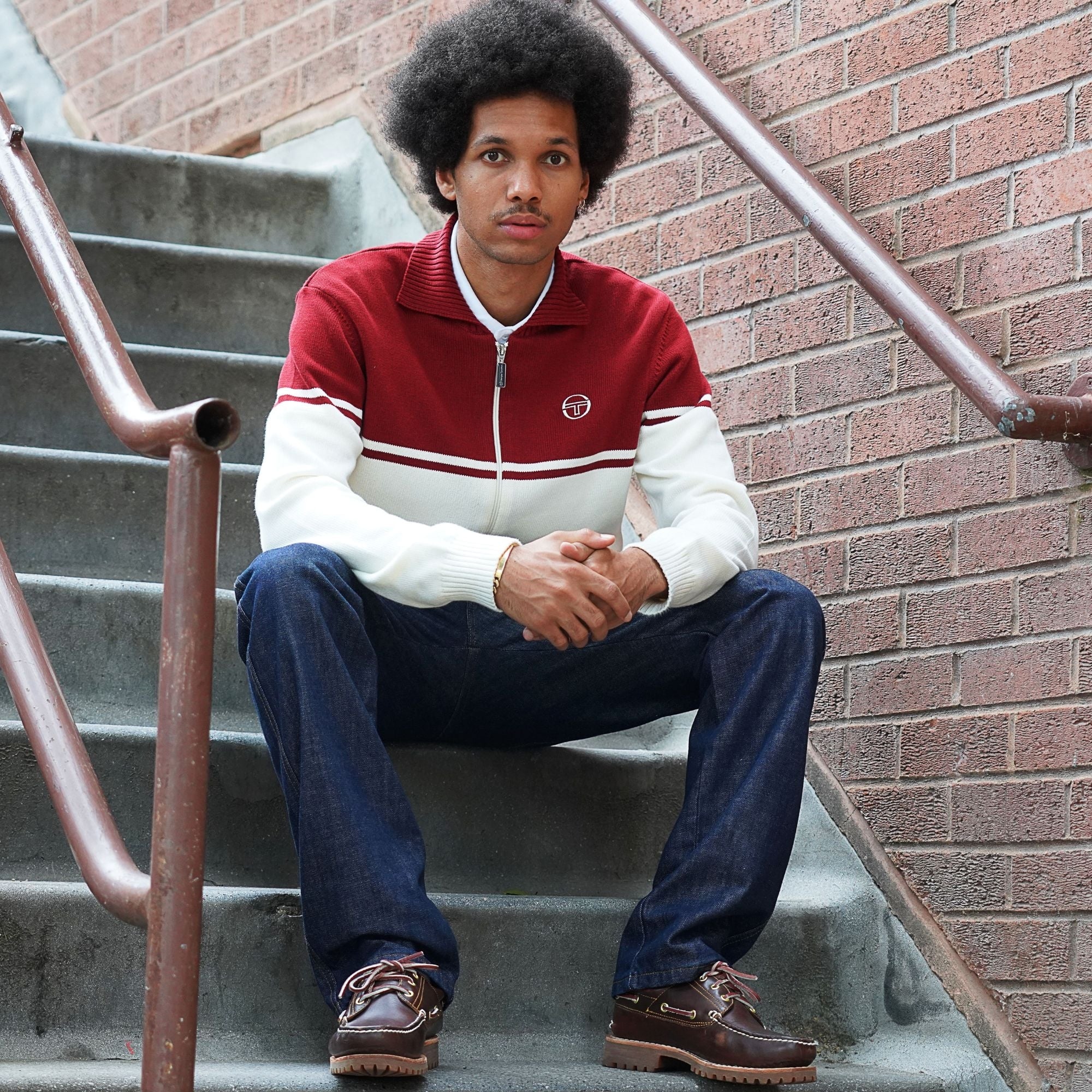 x Stuarts Donato Knitted Track Top - Buttercream