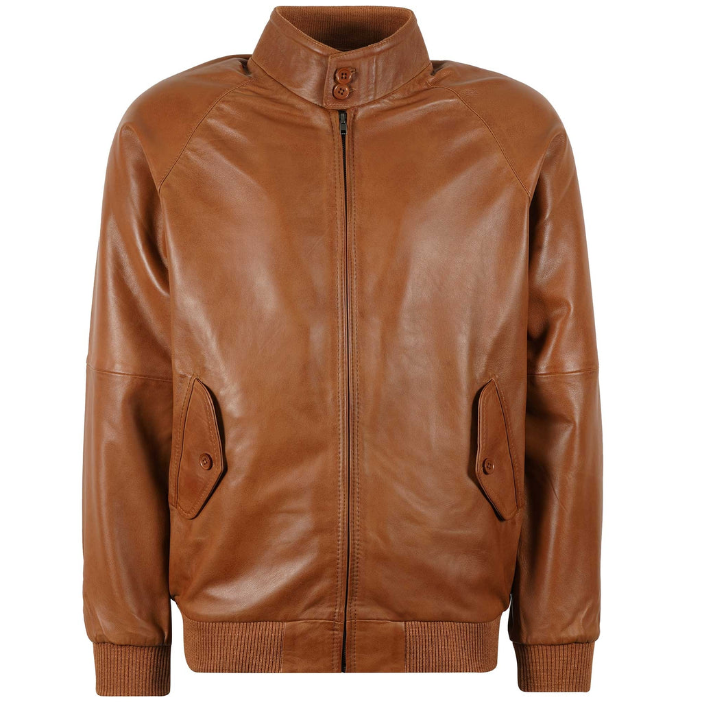 Leather Harrington Jacket - Tan