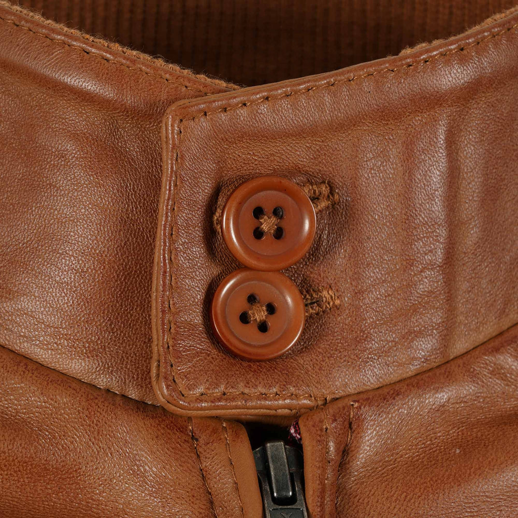 Leather Harrington Jacket - Tan