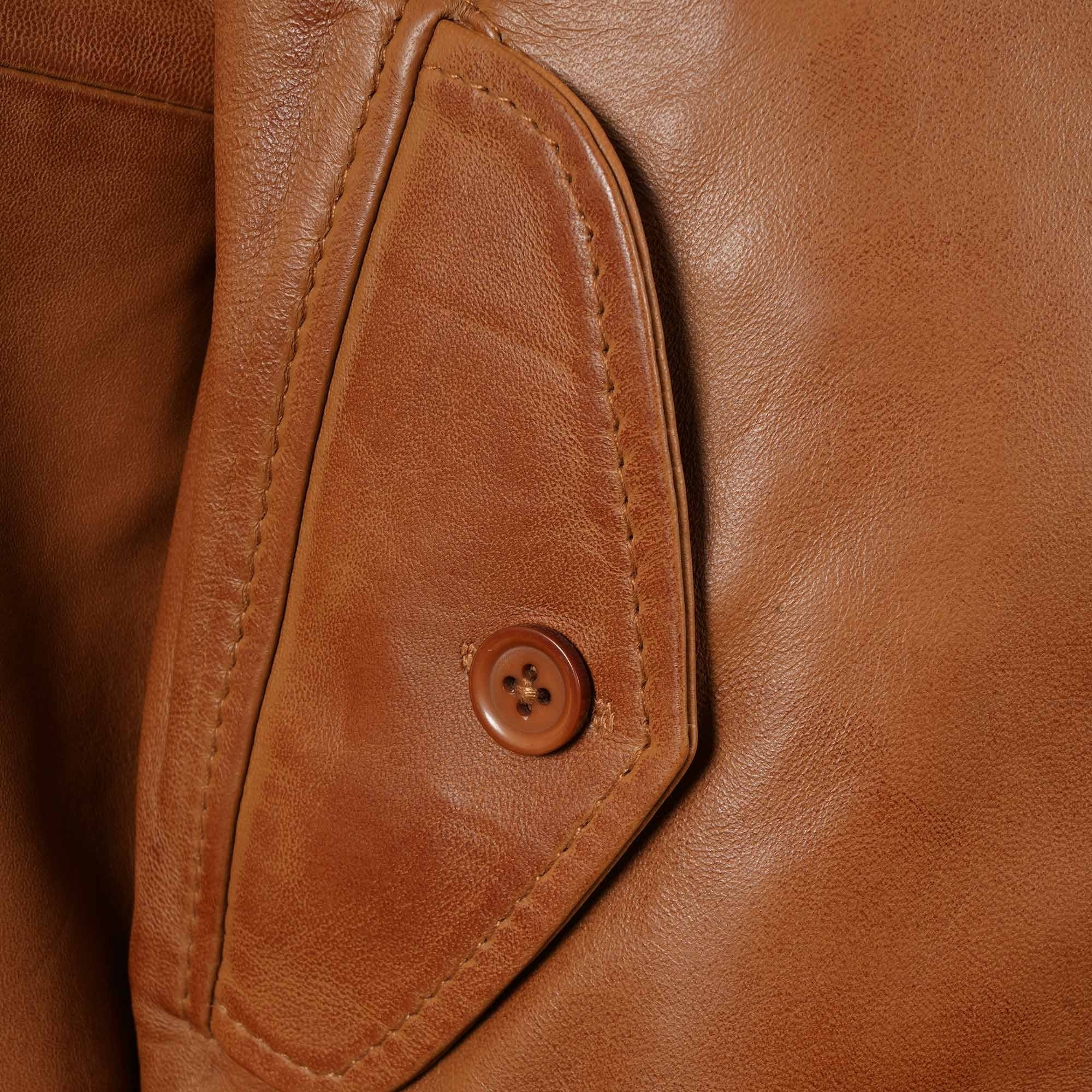 Leather Harrington Jacket - Tan