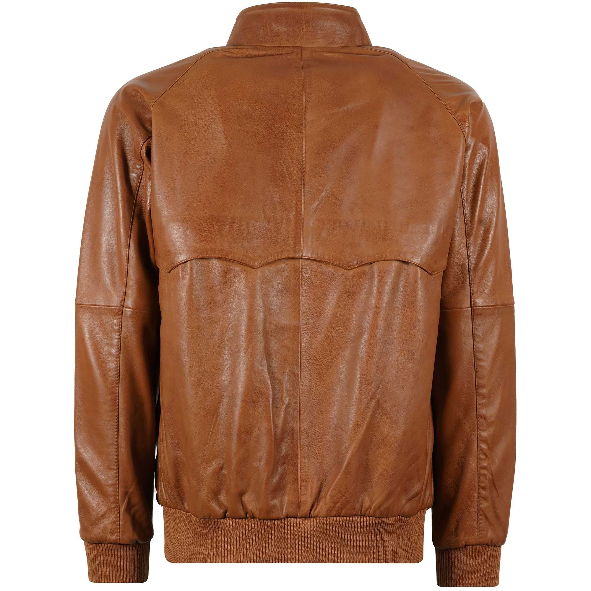 Leather Harrington Jacket - Tan
