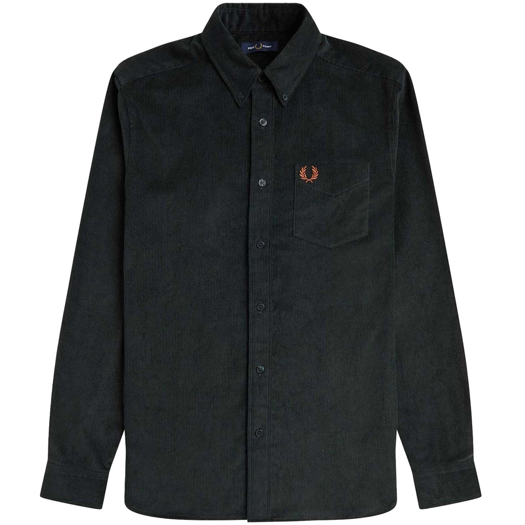 Fred Perry Corduroy Button Down Shirt - Night Green
