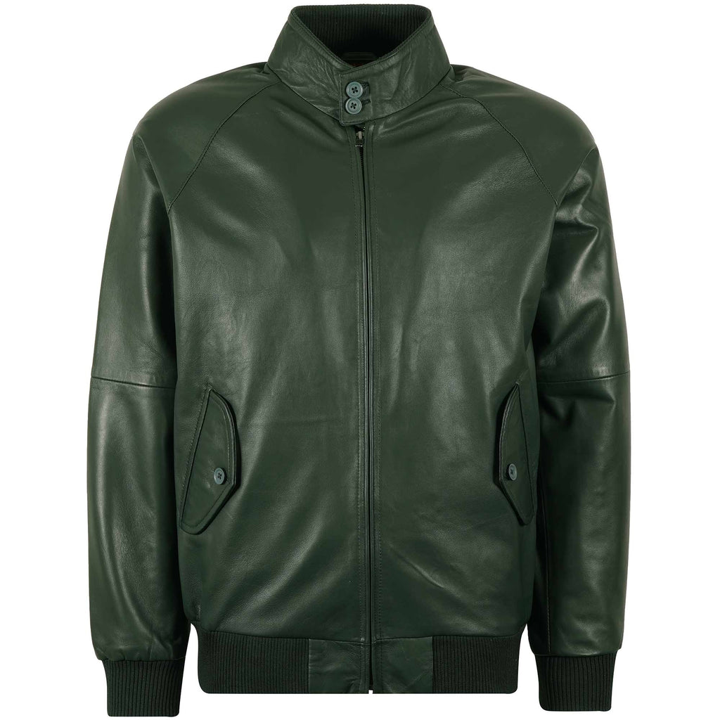 Leather Harrington Jacket - Forest Green