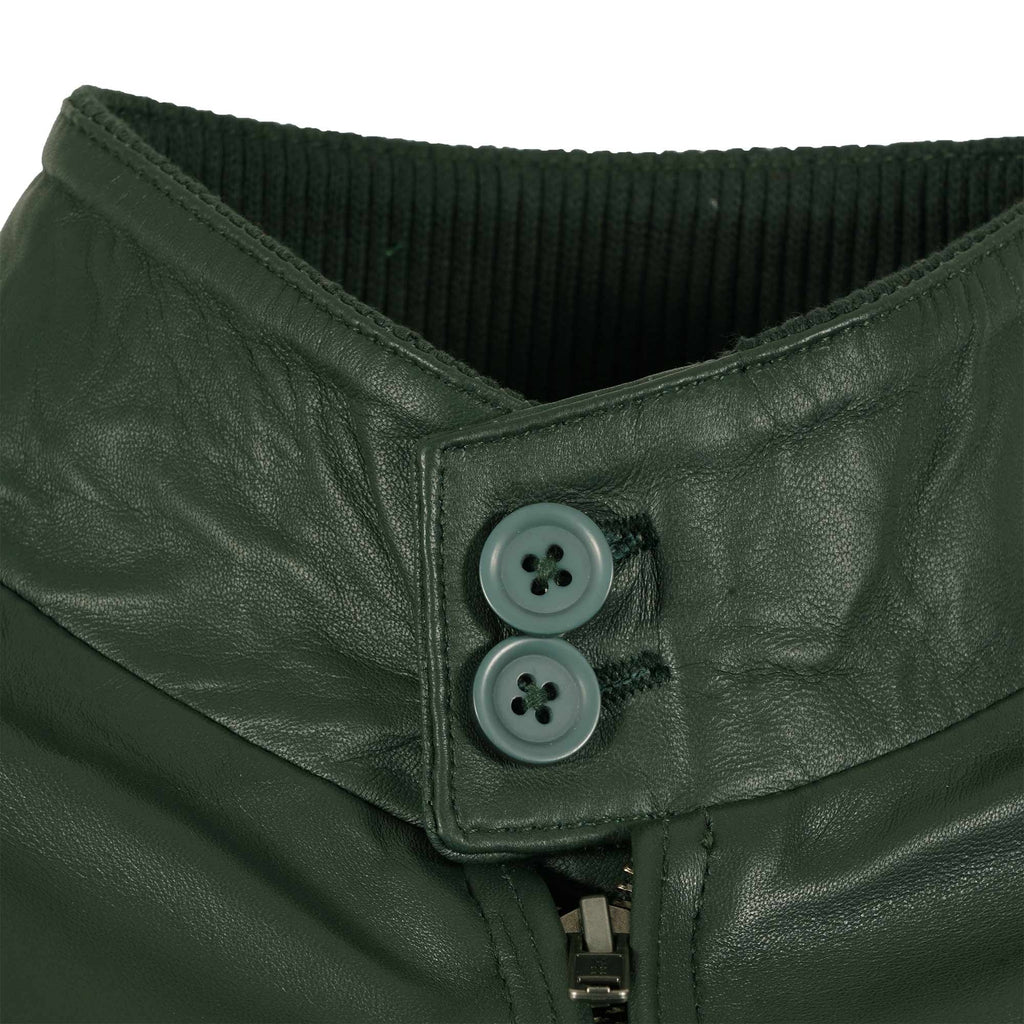 Leather Harrington Jacket - Forest Green