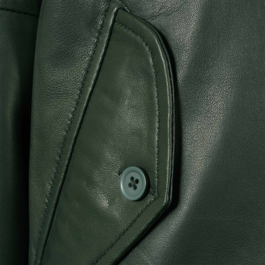 Leather Harrington Jacket - Forest Green