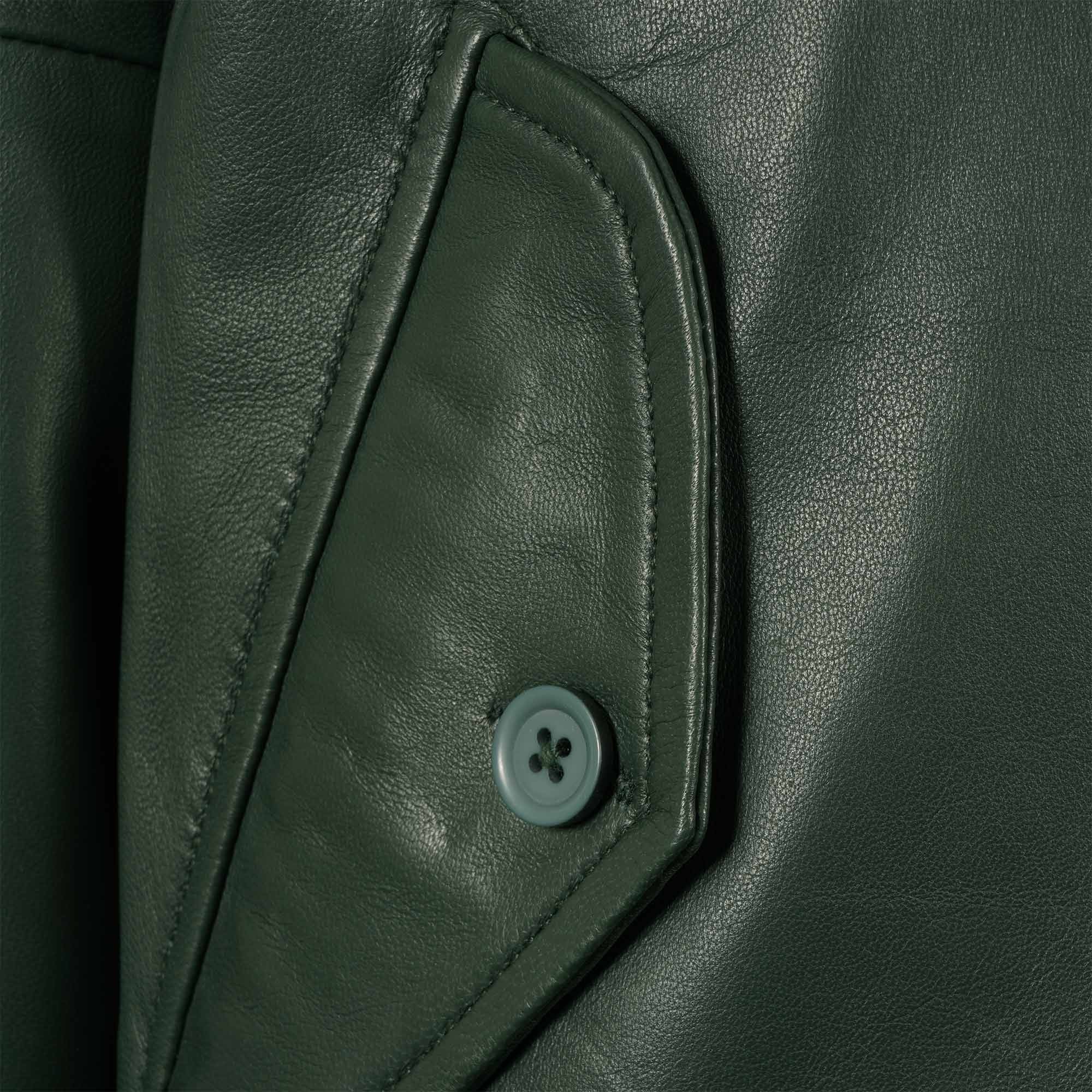 Leather Harrington Jacket - Forest Green