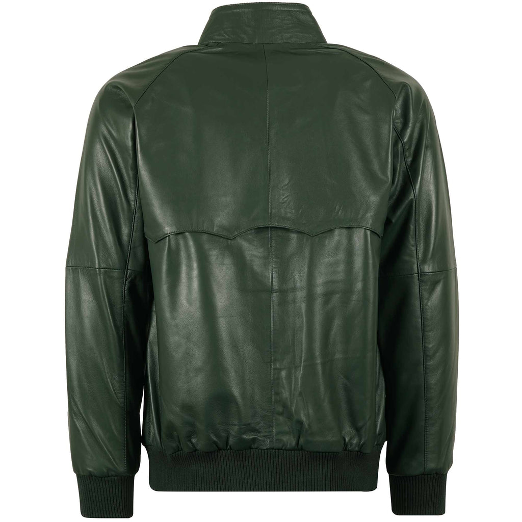 Leather Harrington Jacket - Forest Green