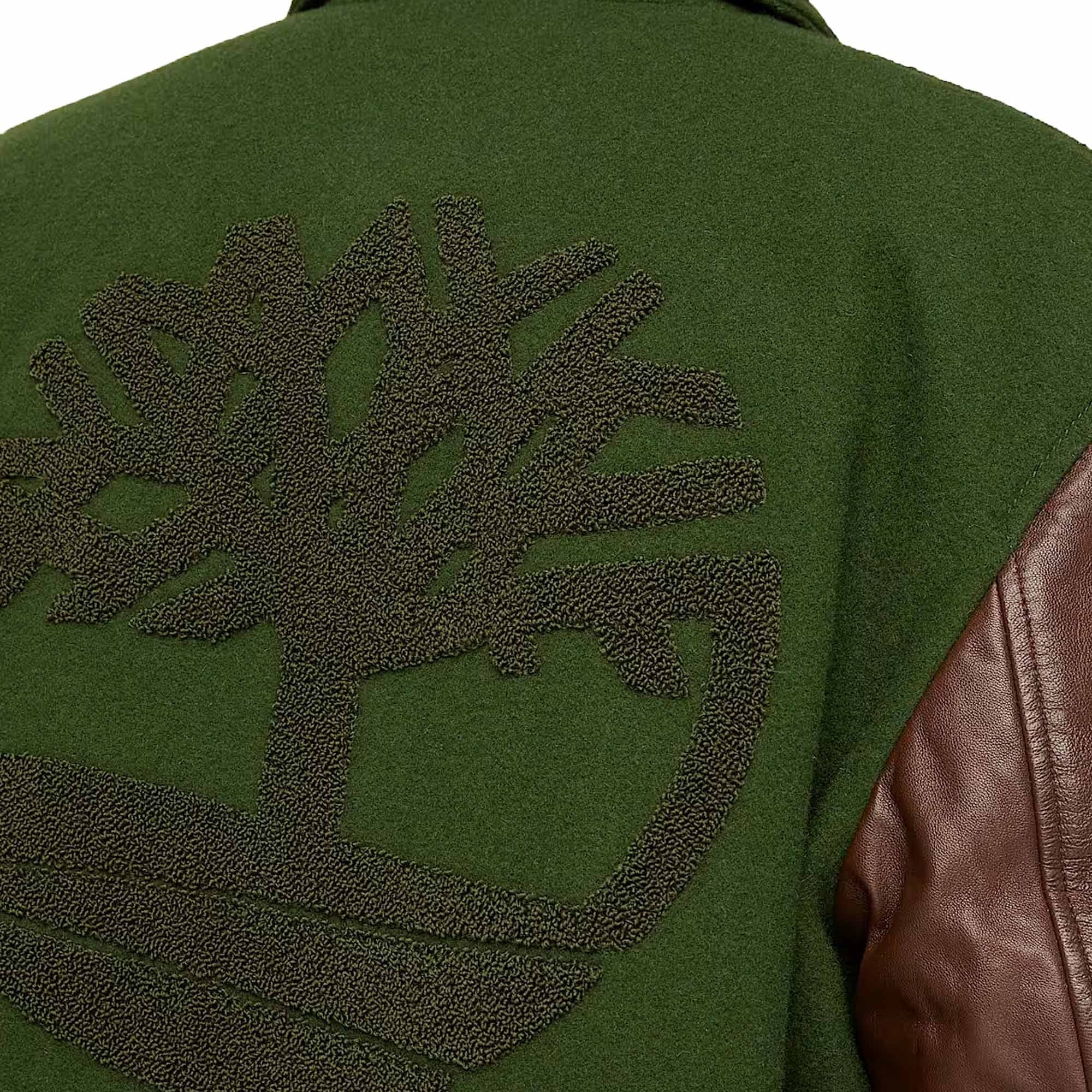 Leather Letterman Jacket - Dark Green