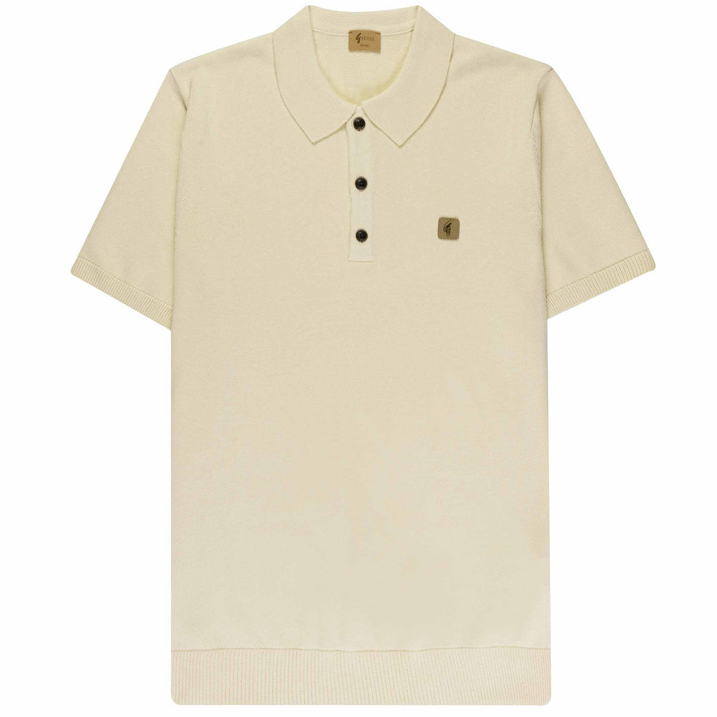 Gabicci Vintage Jackson Short Sleeve Polo Shirt - Oatmeal