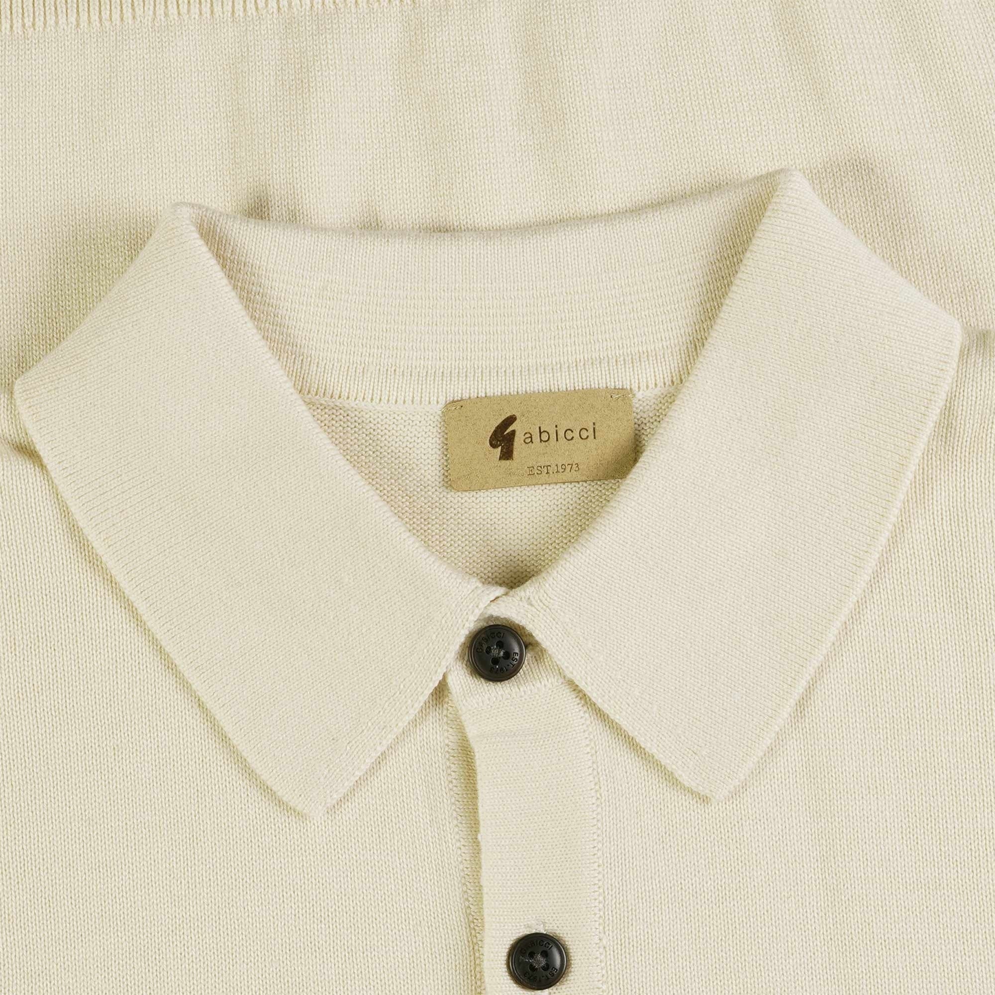 Gabicci Vintage Francesco Long Sleeve Polo Shirt - Oatmeal