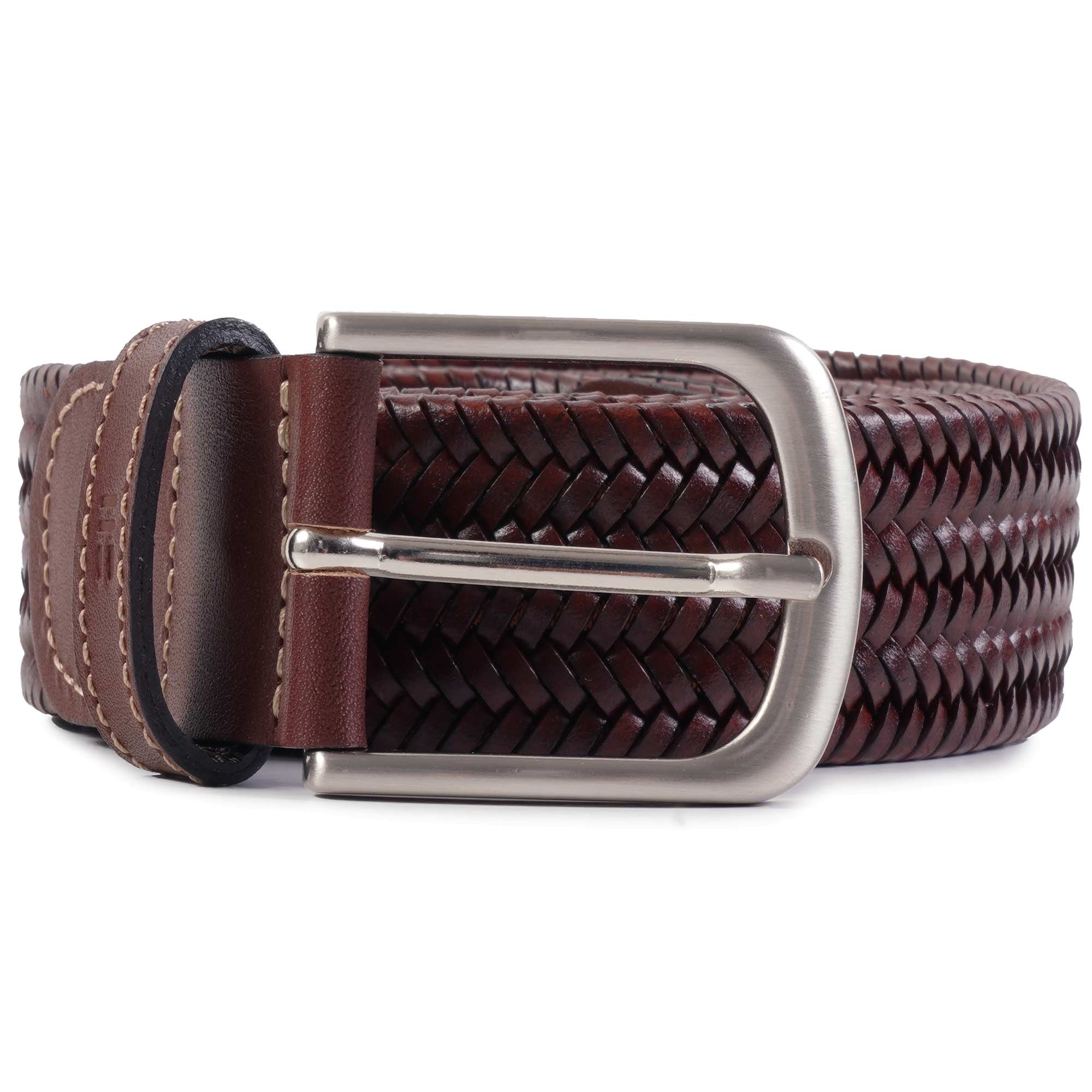 Leather Woven Belt - Brown