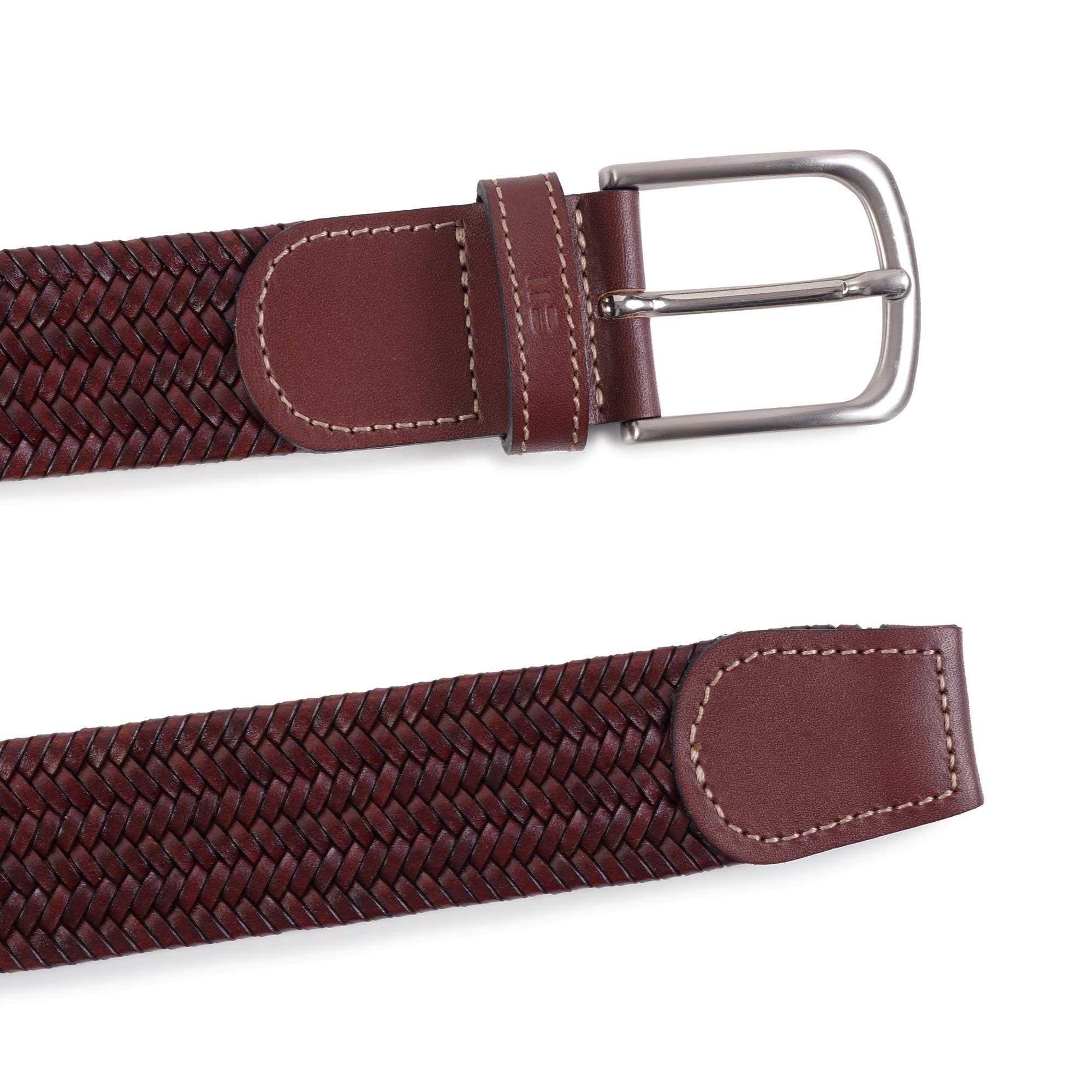 Leather Woven Belt - Brown