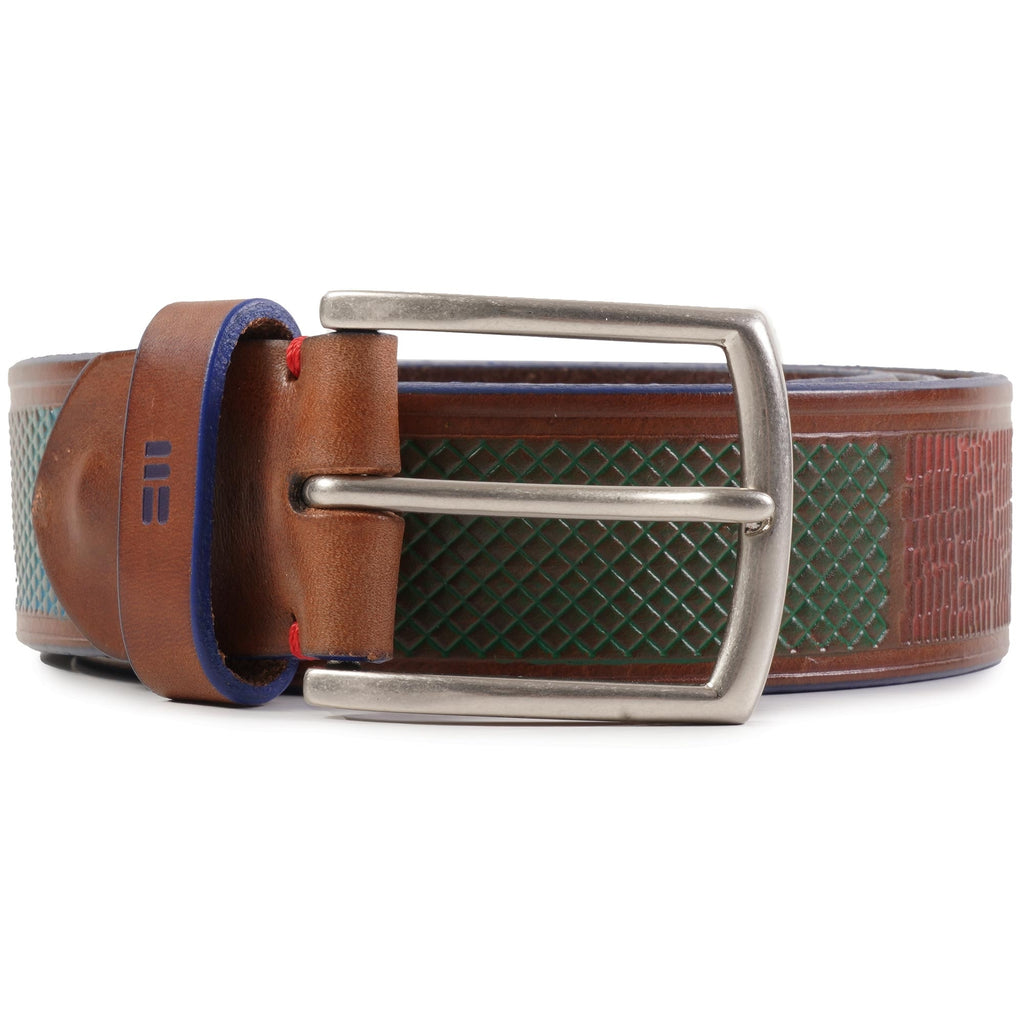 Leather Patterned Belt - Multi