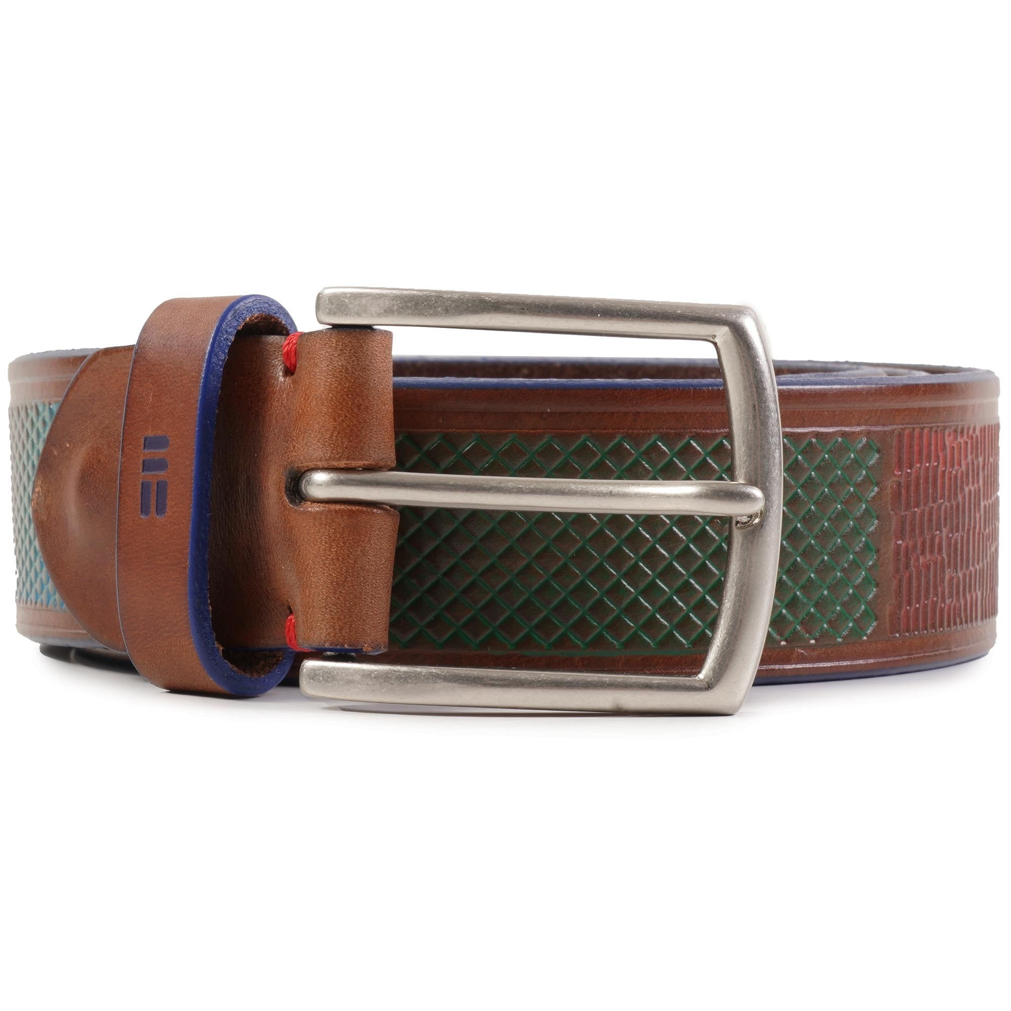 Leather Patterned Belt - Multi