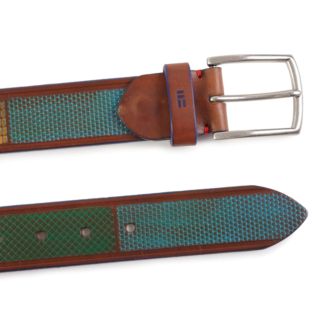 Leather Patterned Belt - Multi