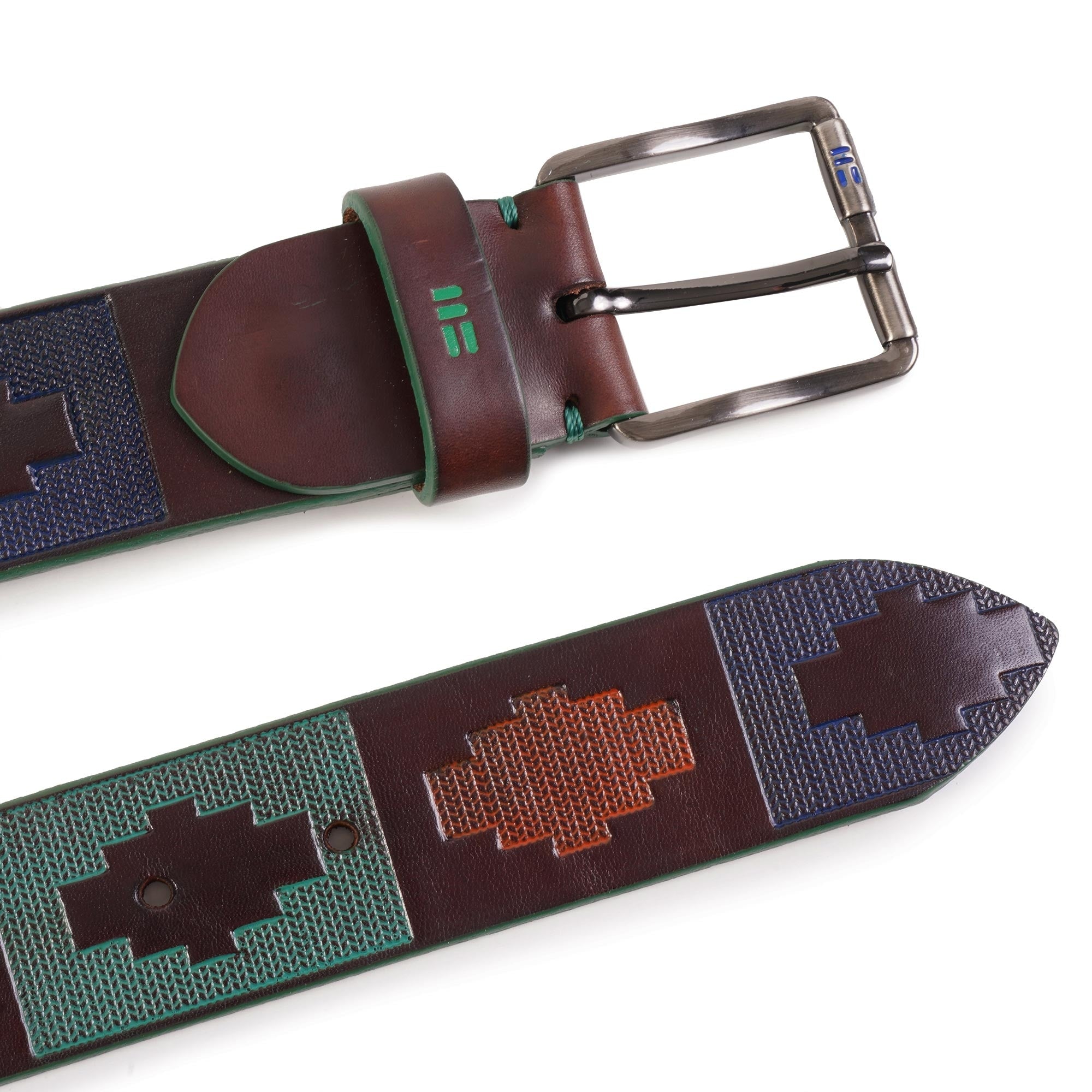 Leather Motif Belt - Green
