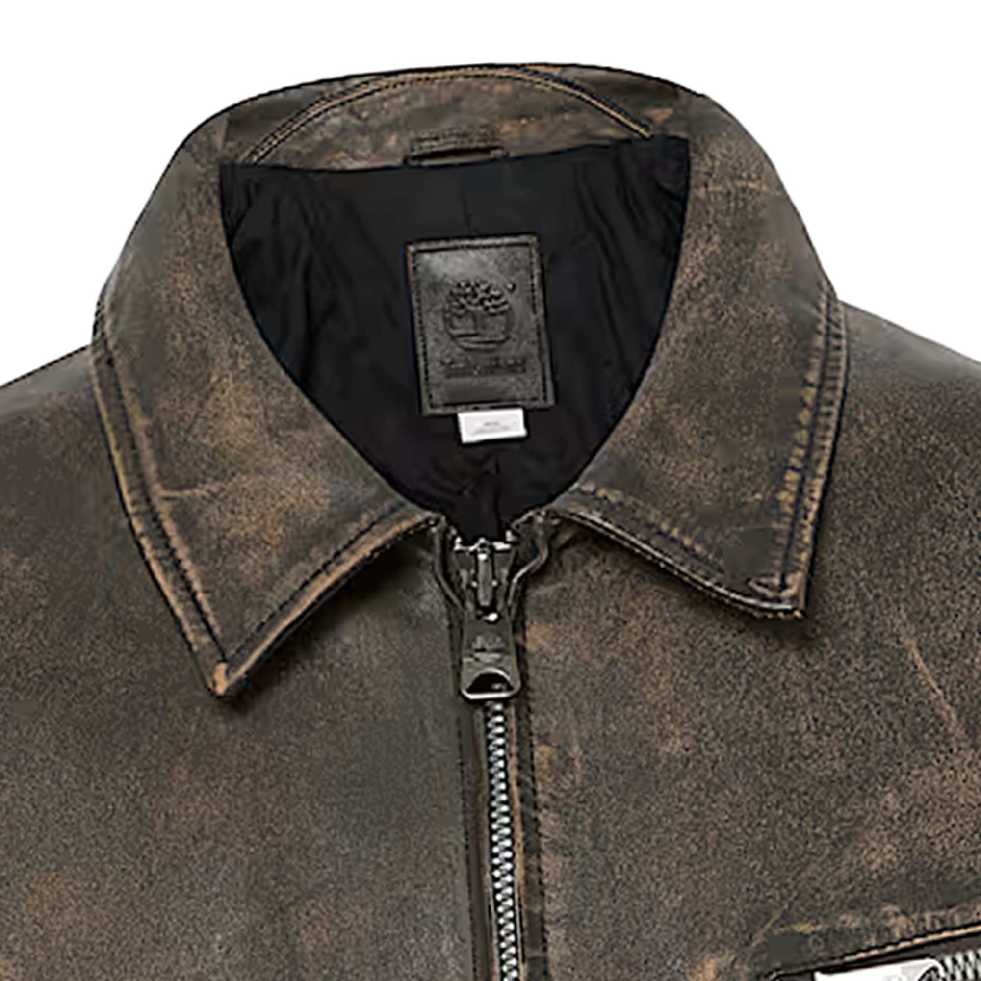 Timberland Strafford Leather Bomber Jacket - Brown