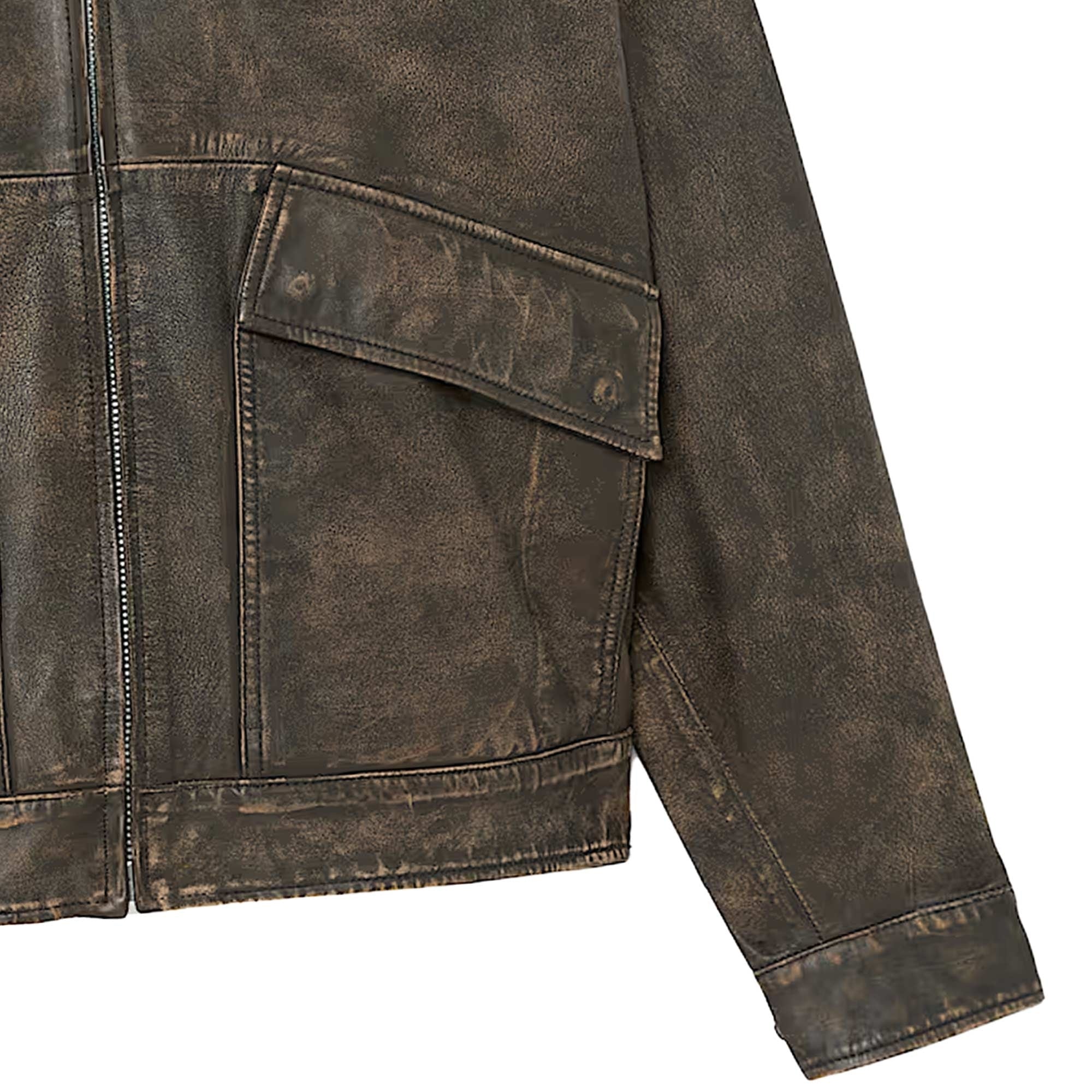 Timberland Strafford Leather Bomber Jacket - Brown